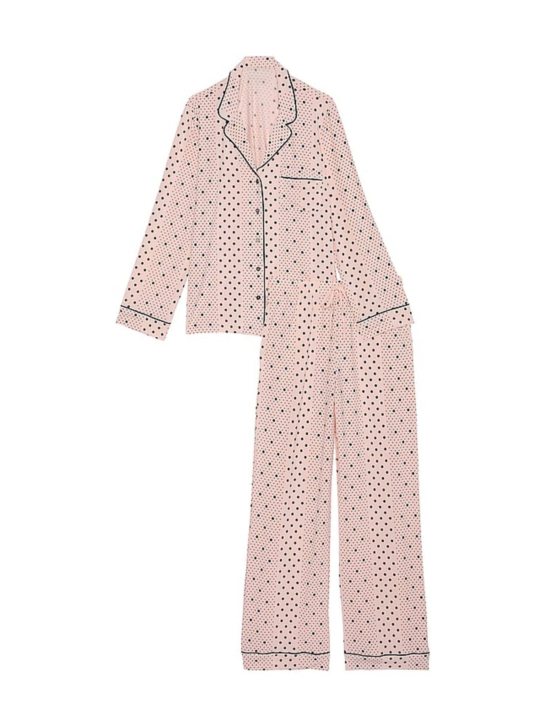 Purest Pink Dotted Stripe Modal Long Pyjama Set - Image 3 of 3