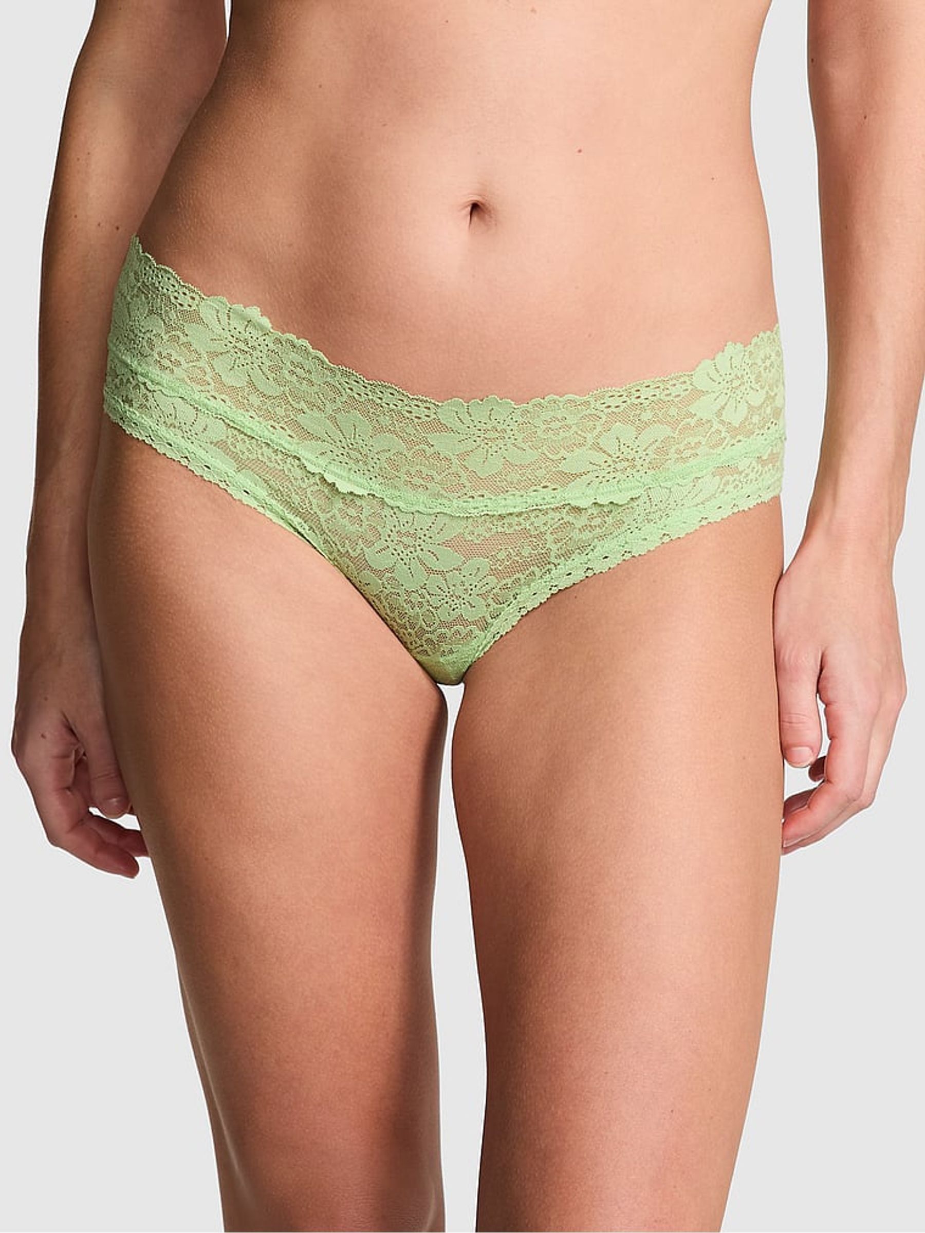 Pale Petal Green Hipster Floral Lace Knickers - Image 1 of 3