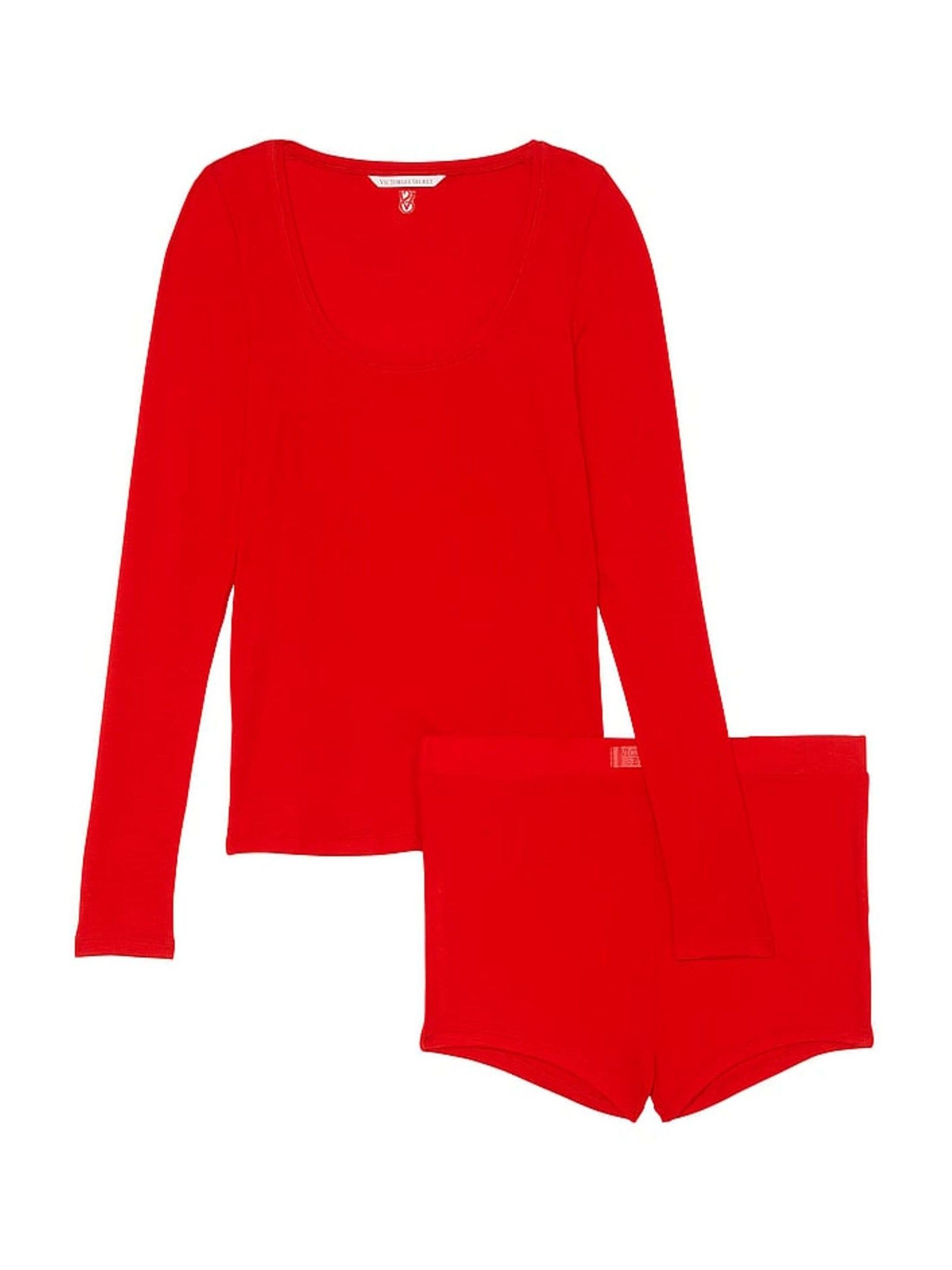 Lipstick Red Modal Rib Short Pyjama Set - Image 3 of 3