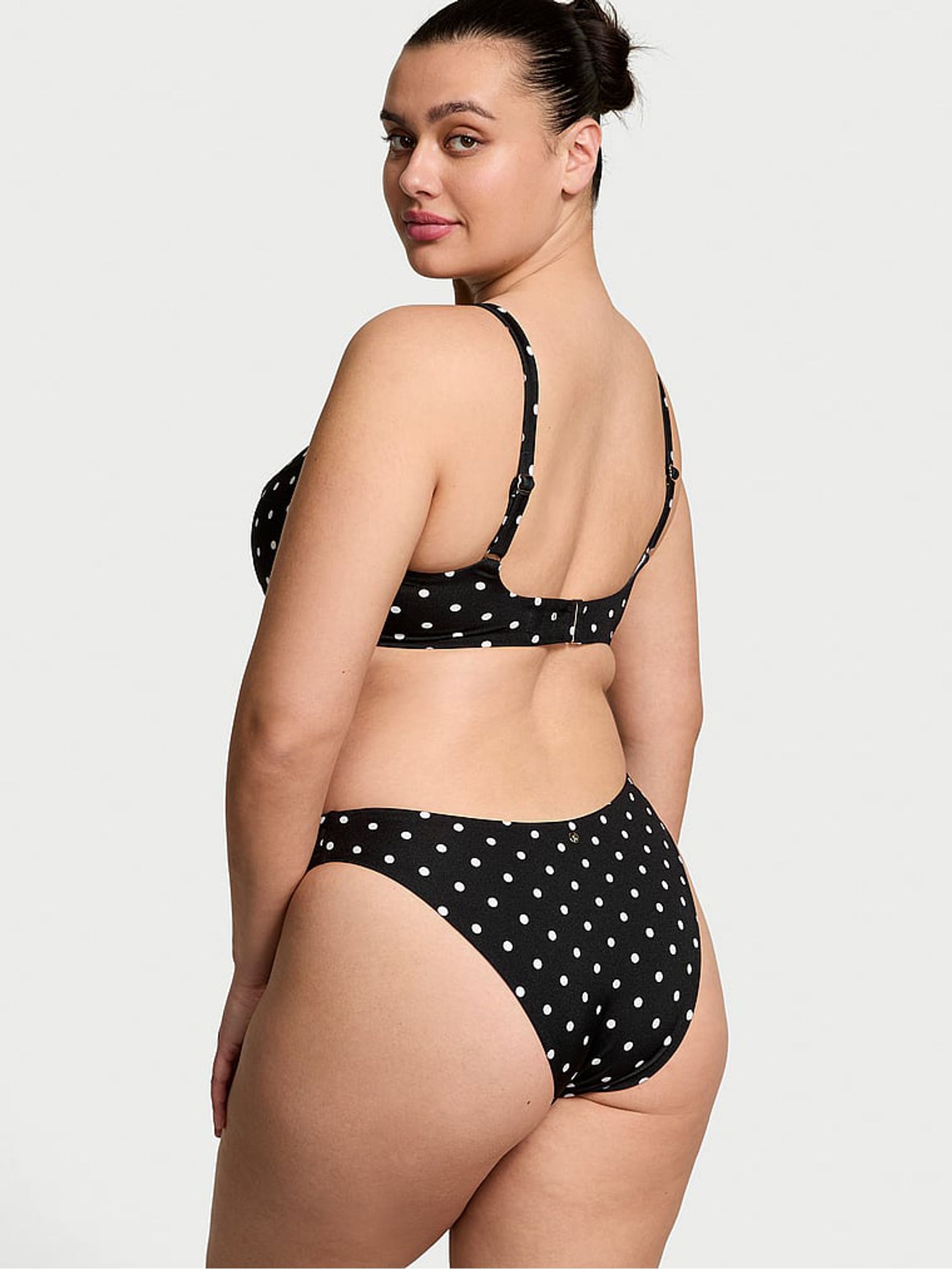 Black And White Dot Push Up Bow Bikini Top - Image 2 of 4