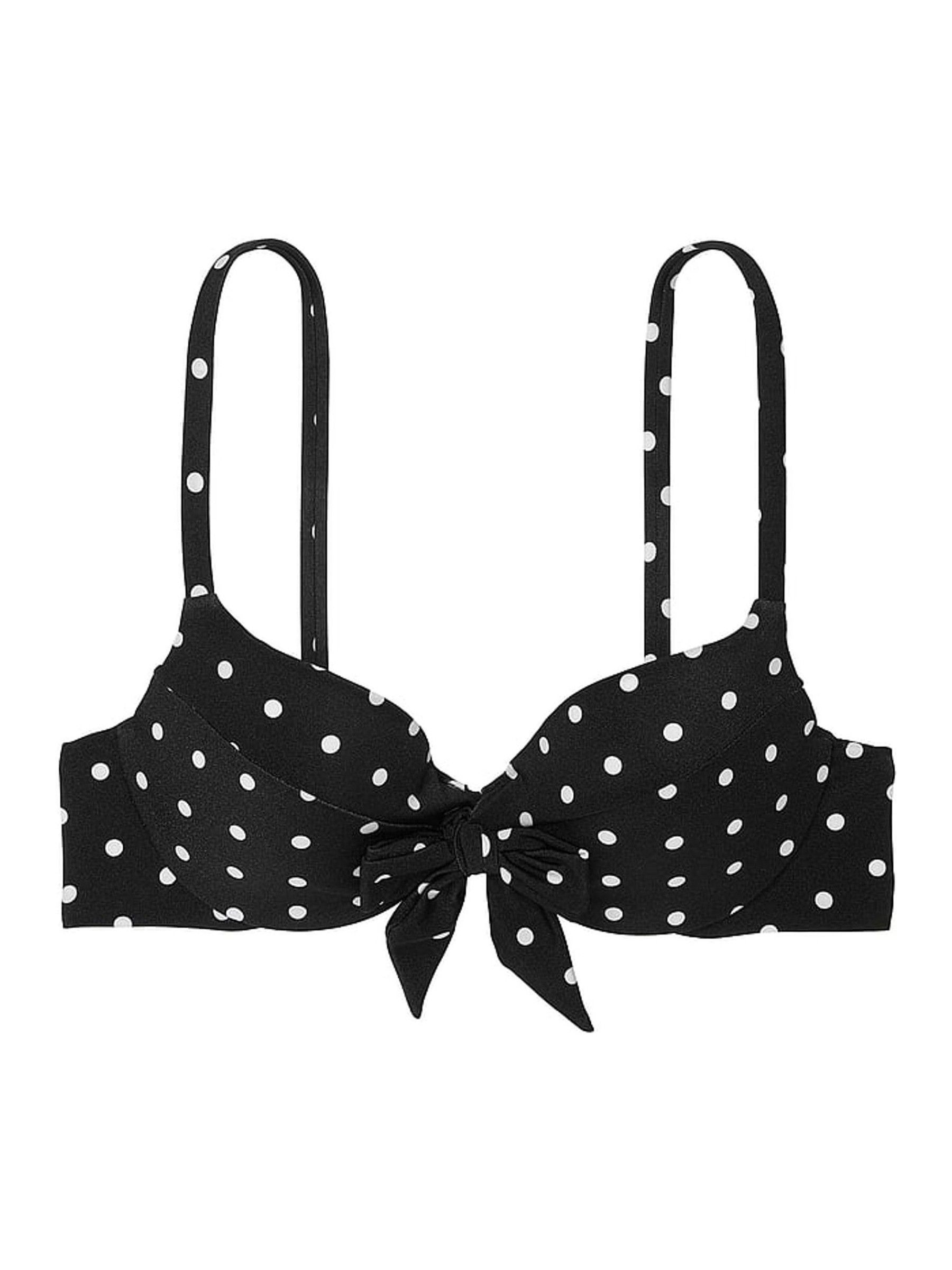Black And White Dot Push Up Bow Bikini Top - Image 4 of 4
