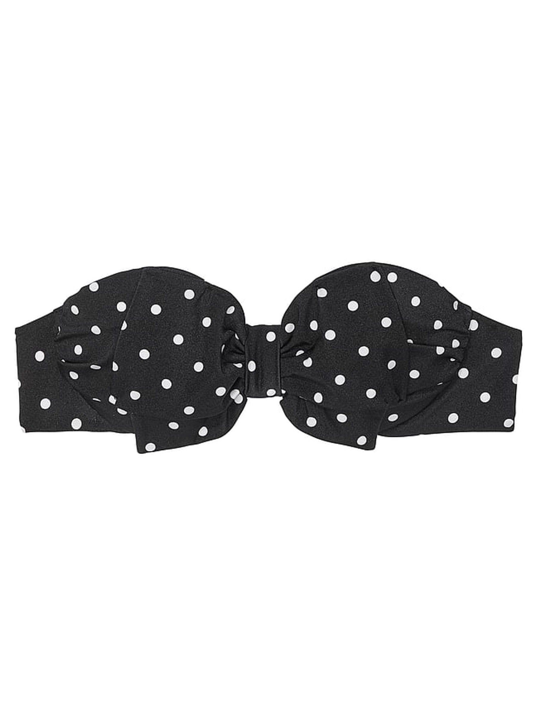 Black And White Dot Strapless Bow Bikini Top - Image 4 of 4