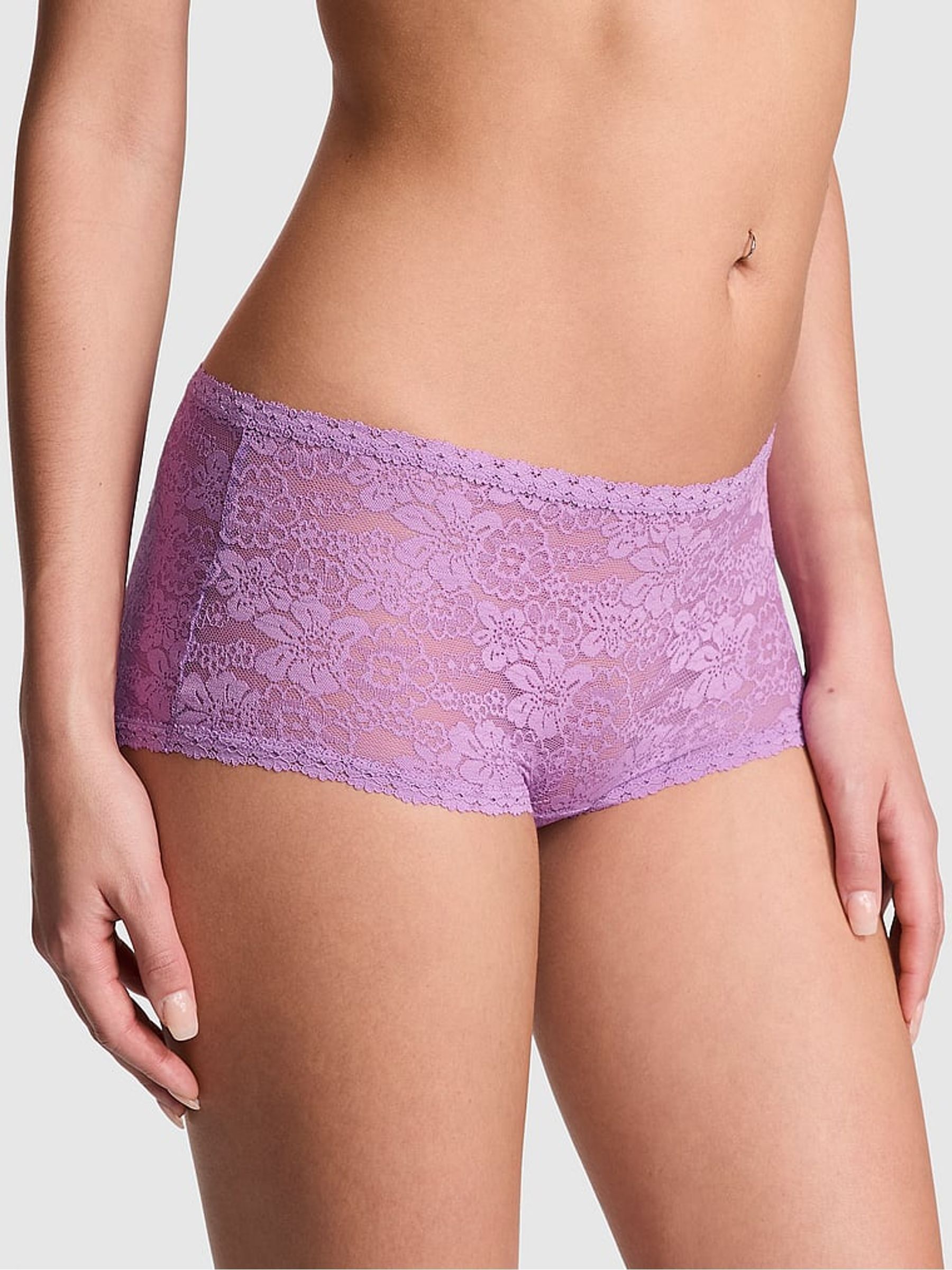 Grape Taffy Purple Short Floral Lace Knickers - Image 1 of 3