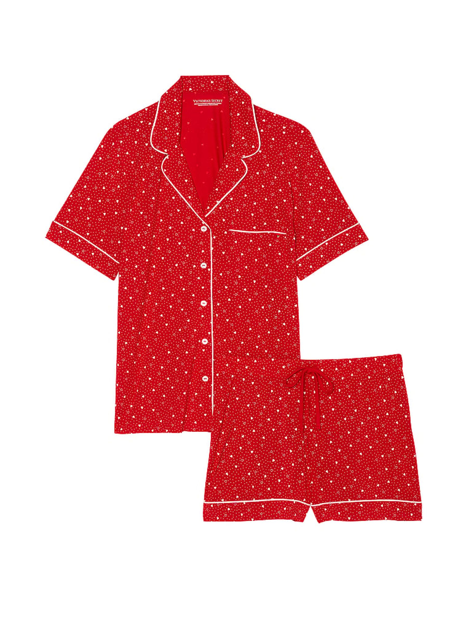 Lipstick Heart Dot Red Modal Short Pyjama Set - Image 3 of 3