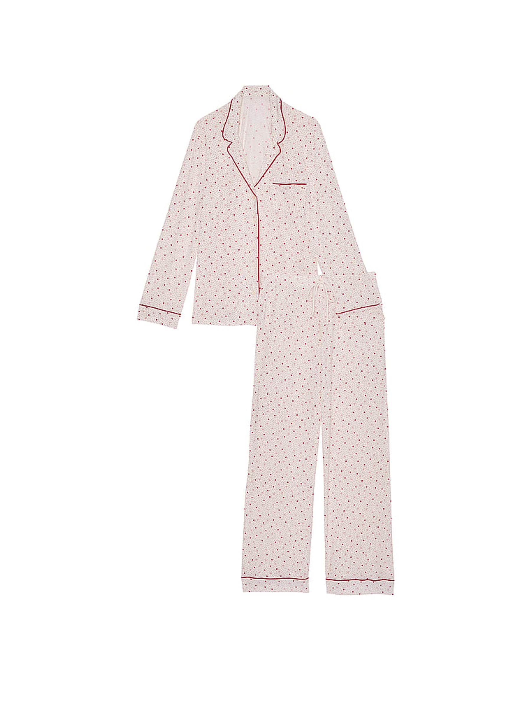 Coconut White & Lipstick Red Heart Dot Modal Long Pyjama Set - Image 3 of 3