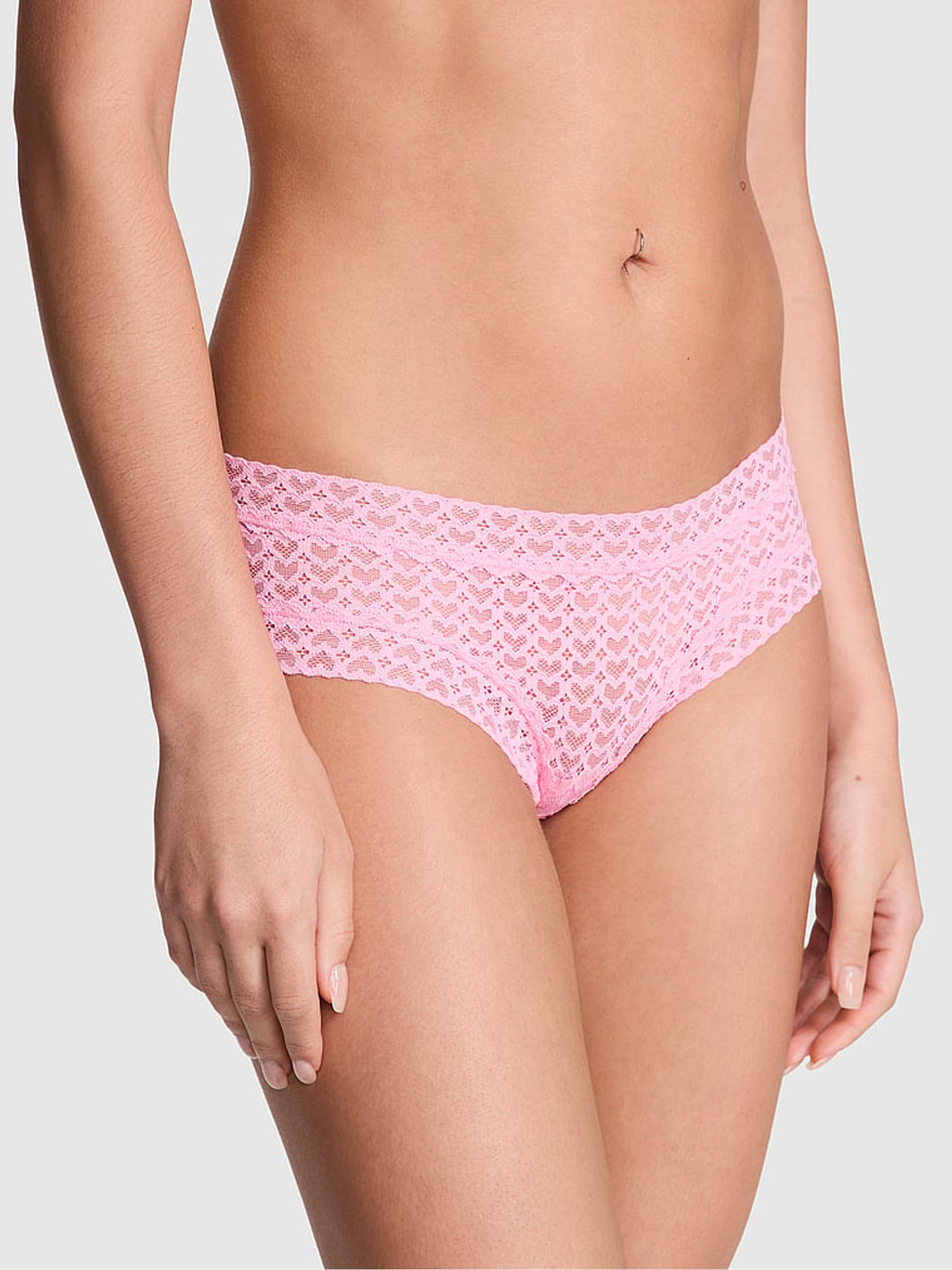 Petal Pink Cheeky Heart Lace Knickers - Image 1 of 3