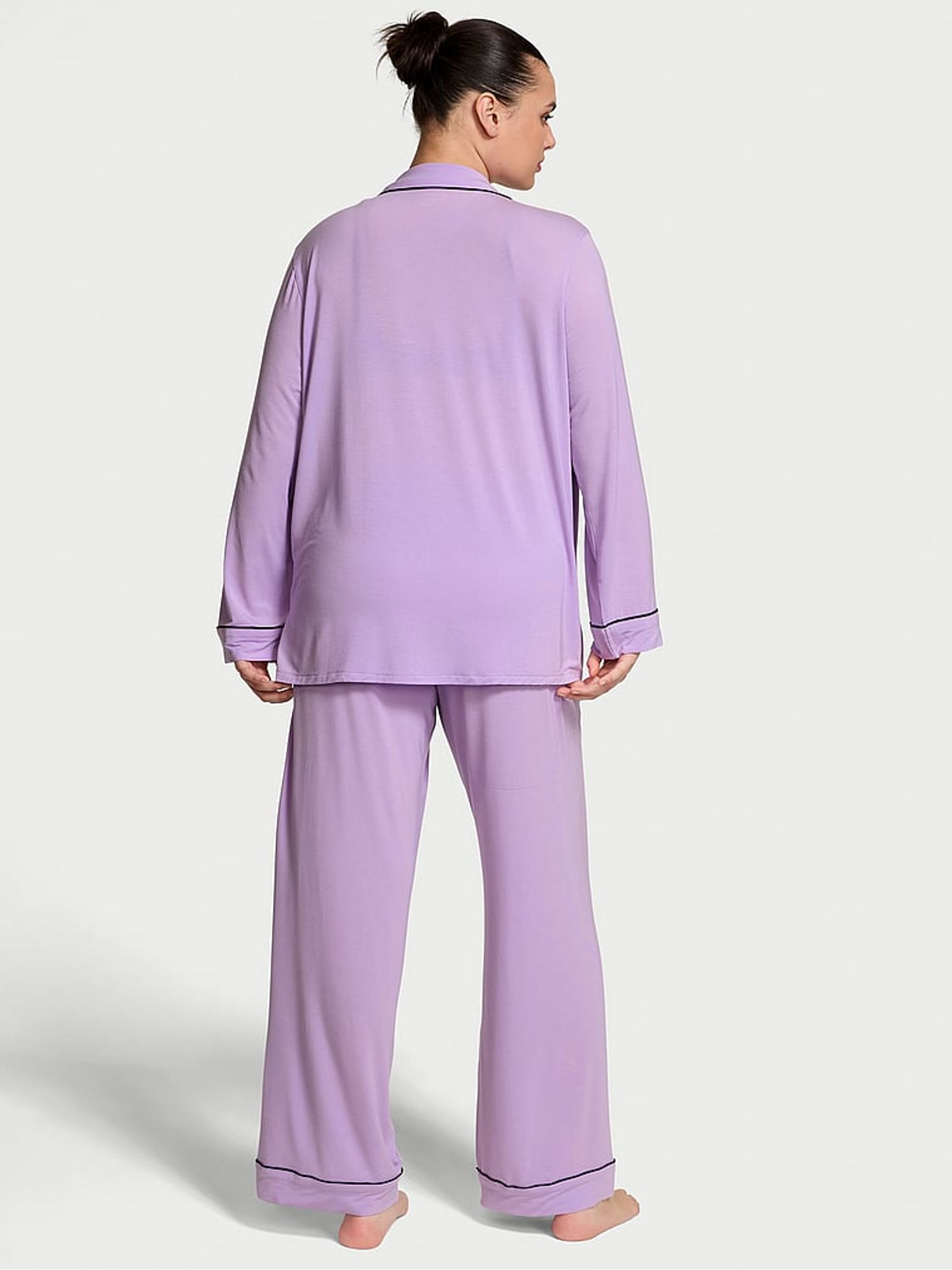 Charmed Violet Xoxo Pocket Purple Modal Long Pyjama Set - Image 2 of 3