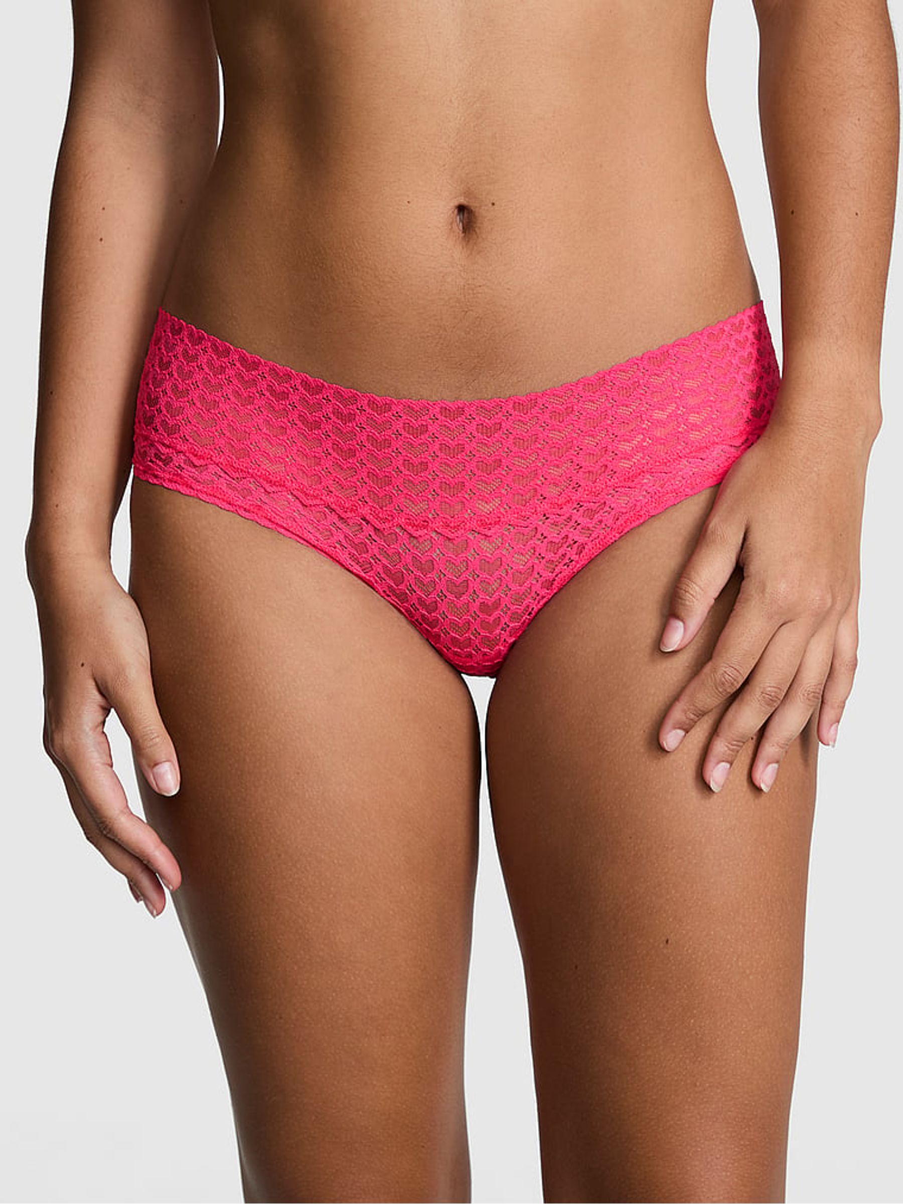 Double Bubble Pink Hipster Heart Lace Knickers - Image 1 of 3