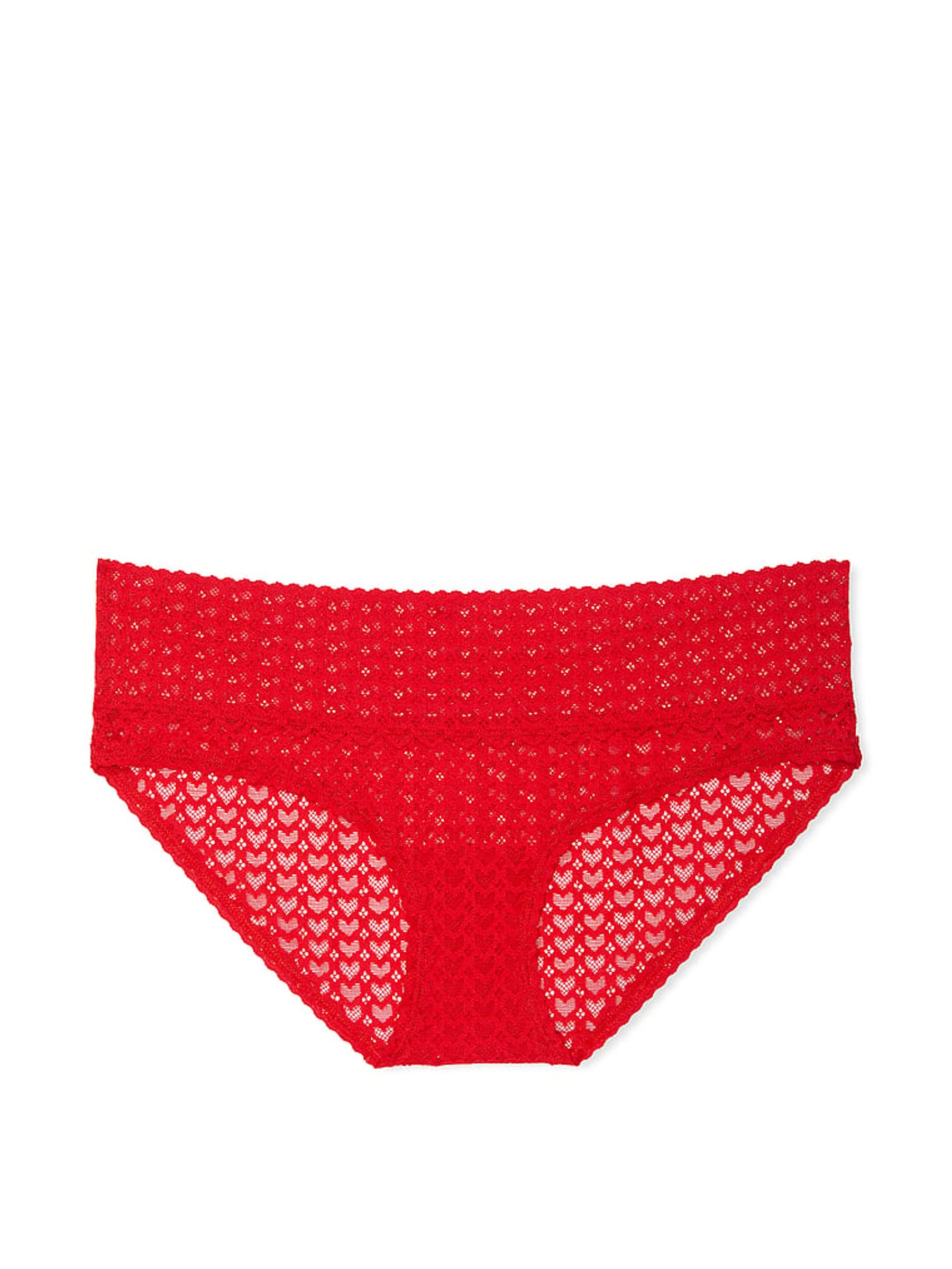 Bright Vermillion Red Hipster Heart Lace Knickers - Image 3 of 3