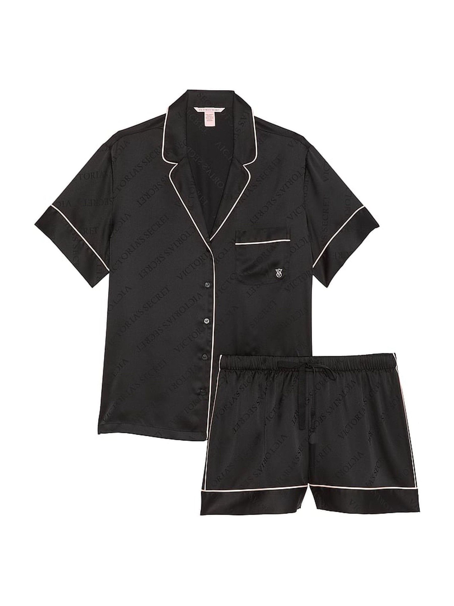 Black Diagonal Logo Satin Short Pyjama Set - Image 3 of 3