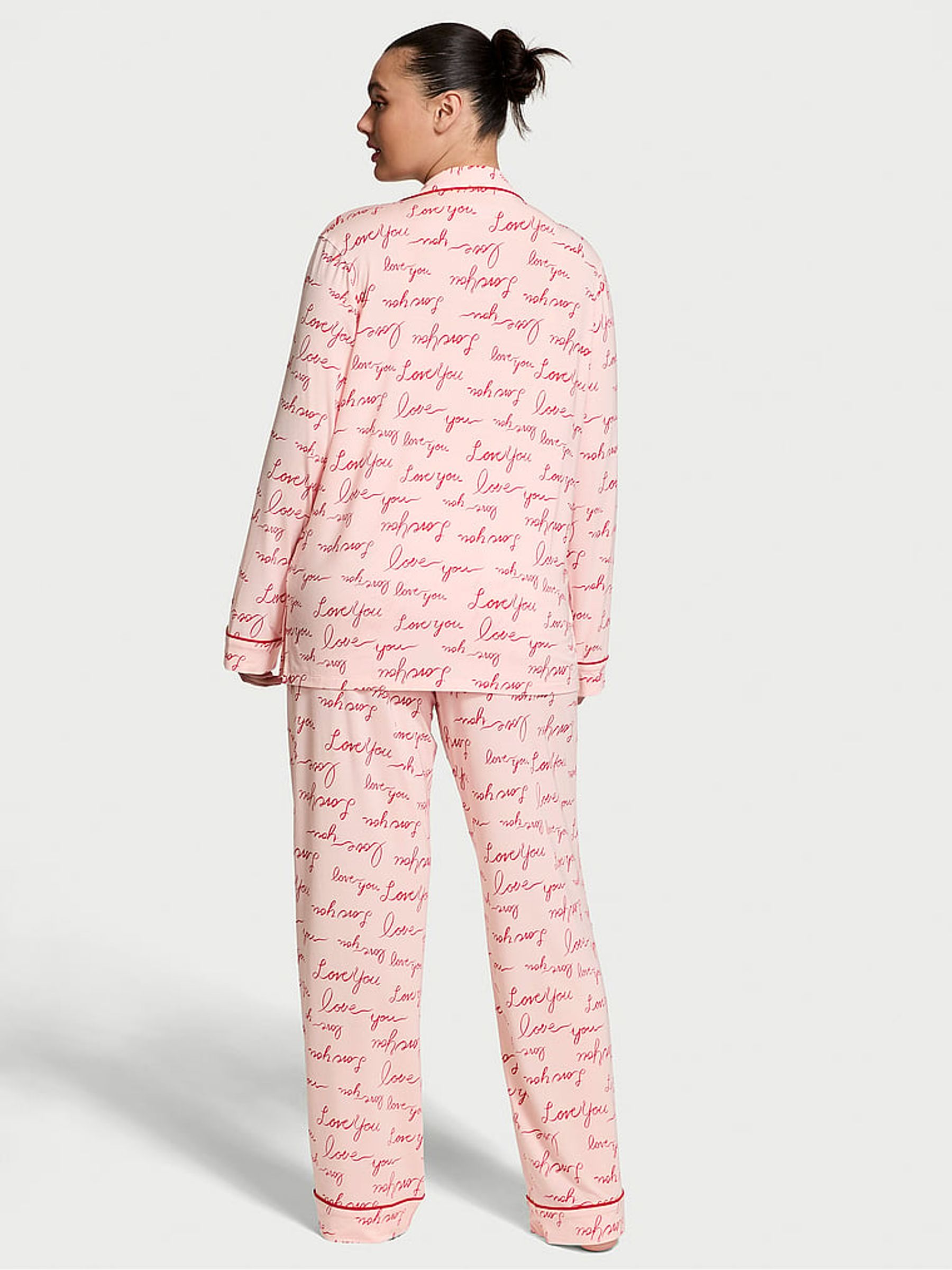 Purest Pink Love You Script Modal Long Pyjama Set - Image 2 of 3
