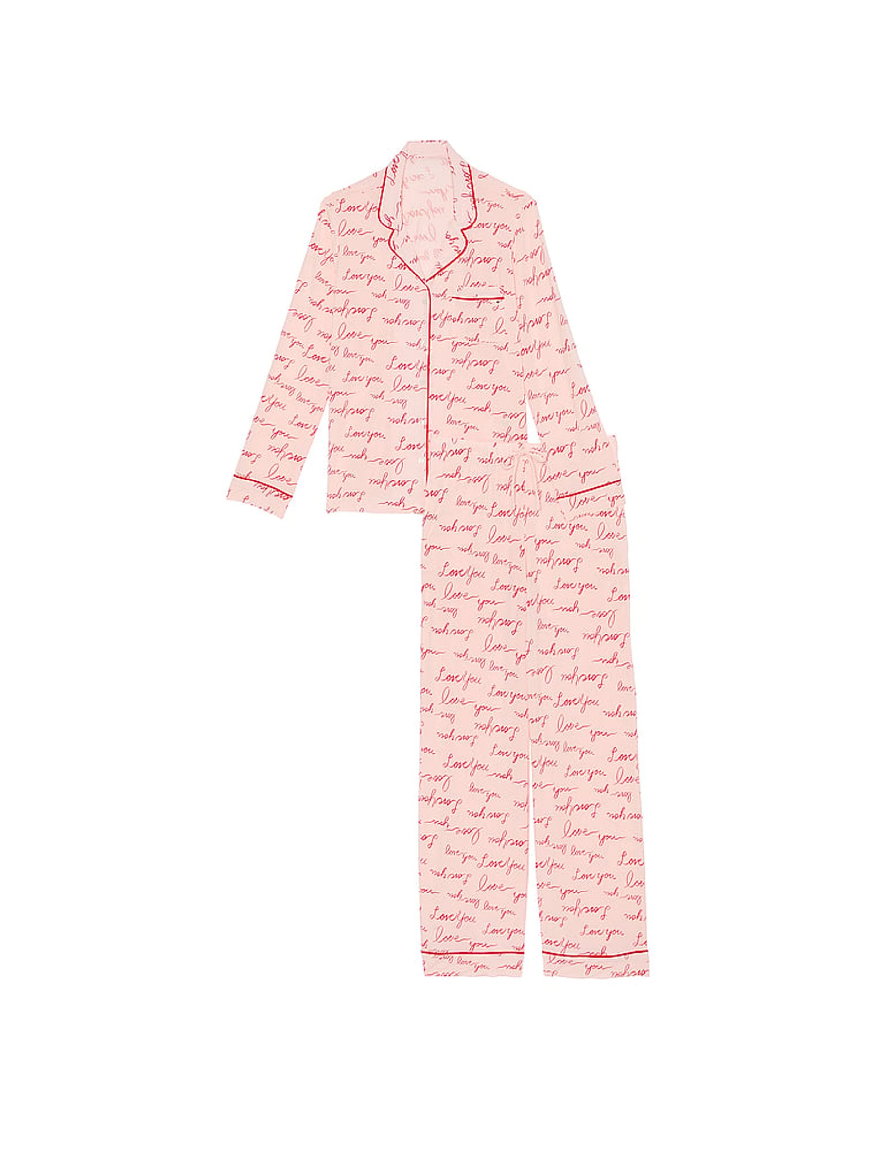 Purest Pink Love You Script Modal Long Pyjama Set - Image 3 of 3