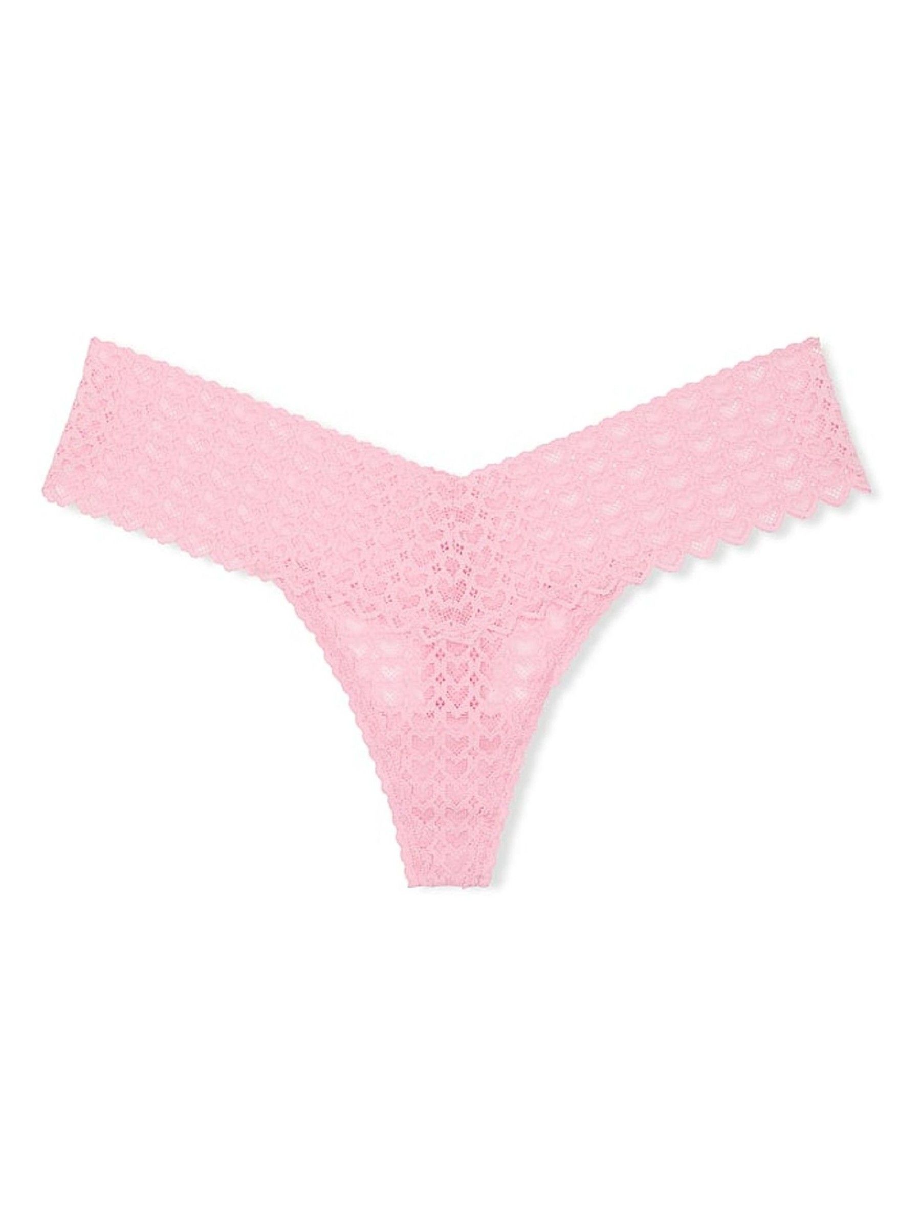 Petal Pink Thong Heart Lace Knickers - Image 3 of 3