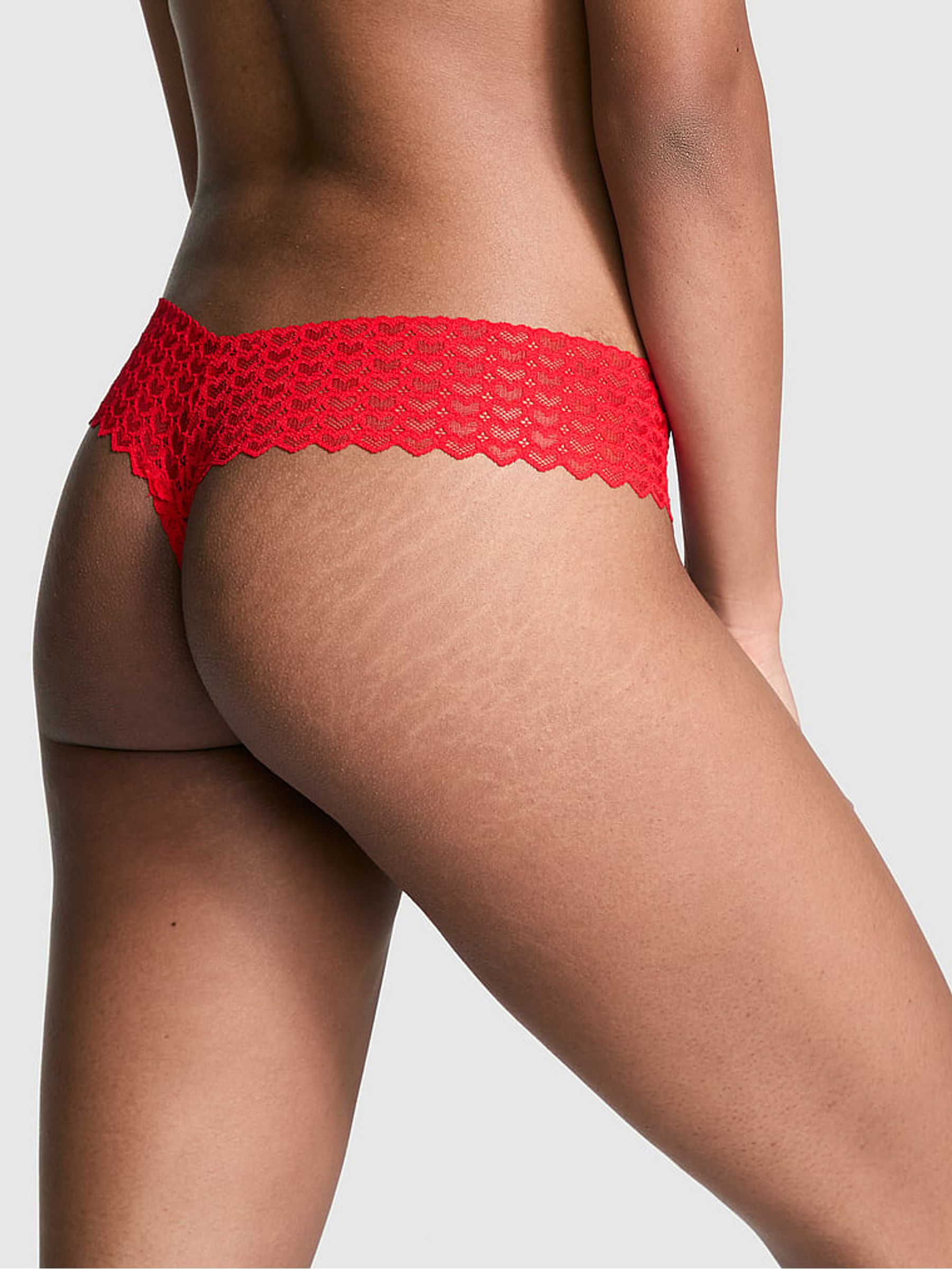 Vermillion Red Thong Heart Lace Knickers - Image 2 of 3
