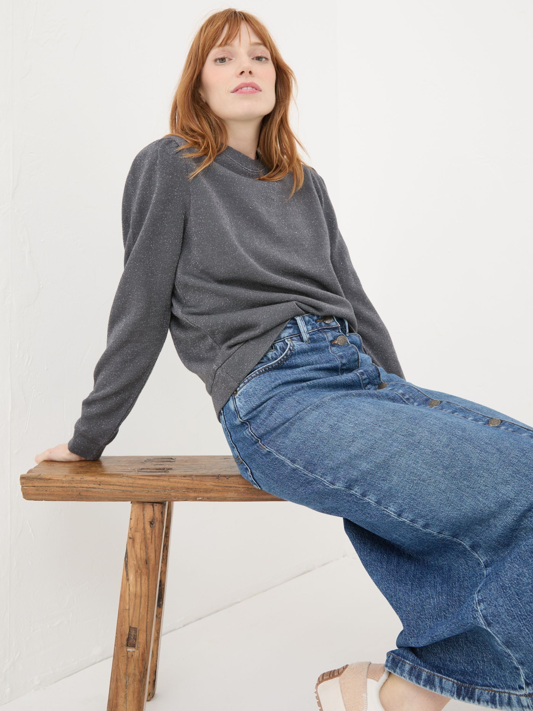 Grey Charcoal Sparkle Crew Sweater - Image 4 of 6
