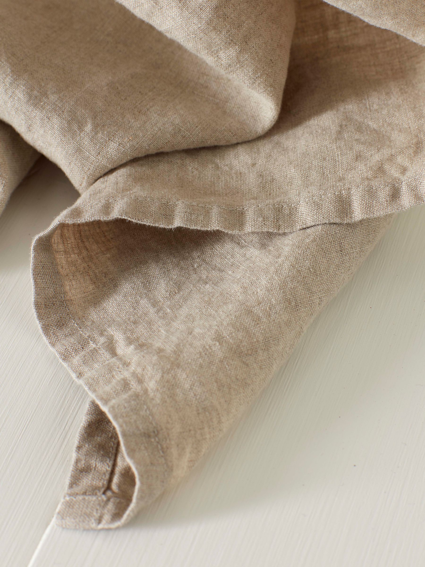 Secret Linen Store Natural 100% Linen Loop Top Slot Header Single Curtains - Image 3 of 3