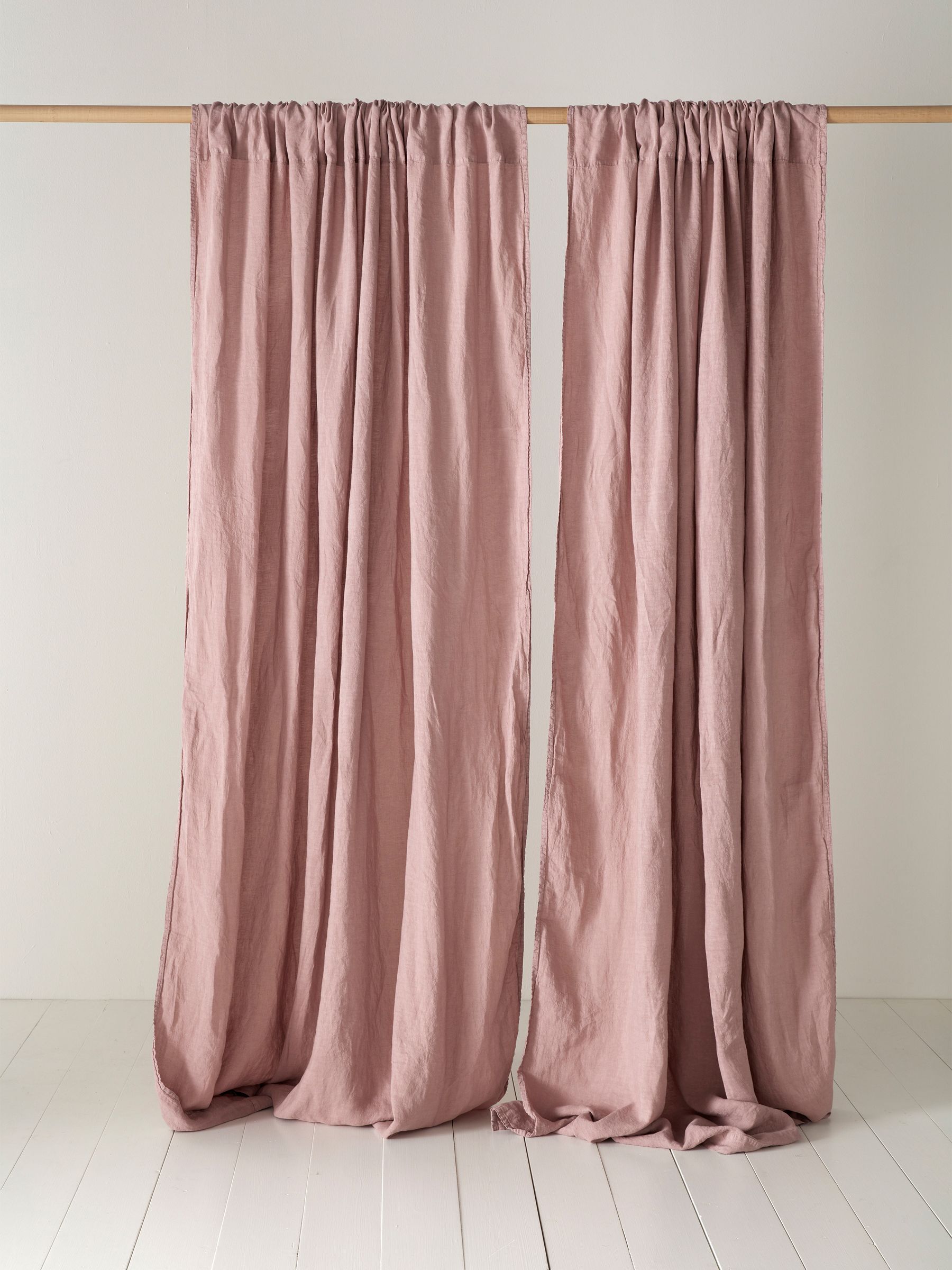 Secret Linen Store Vintage Rose 100% Linen Loop Top Slot Header Single Curtains - Image 1 of 2