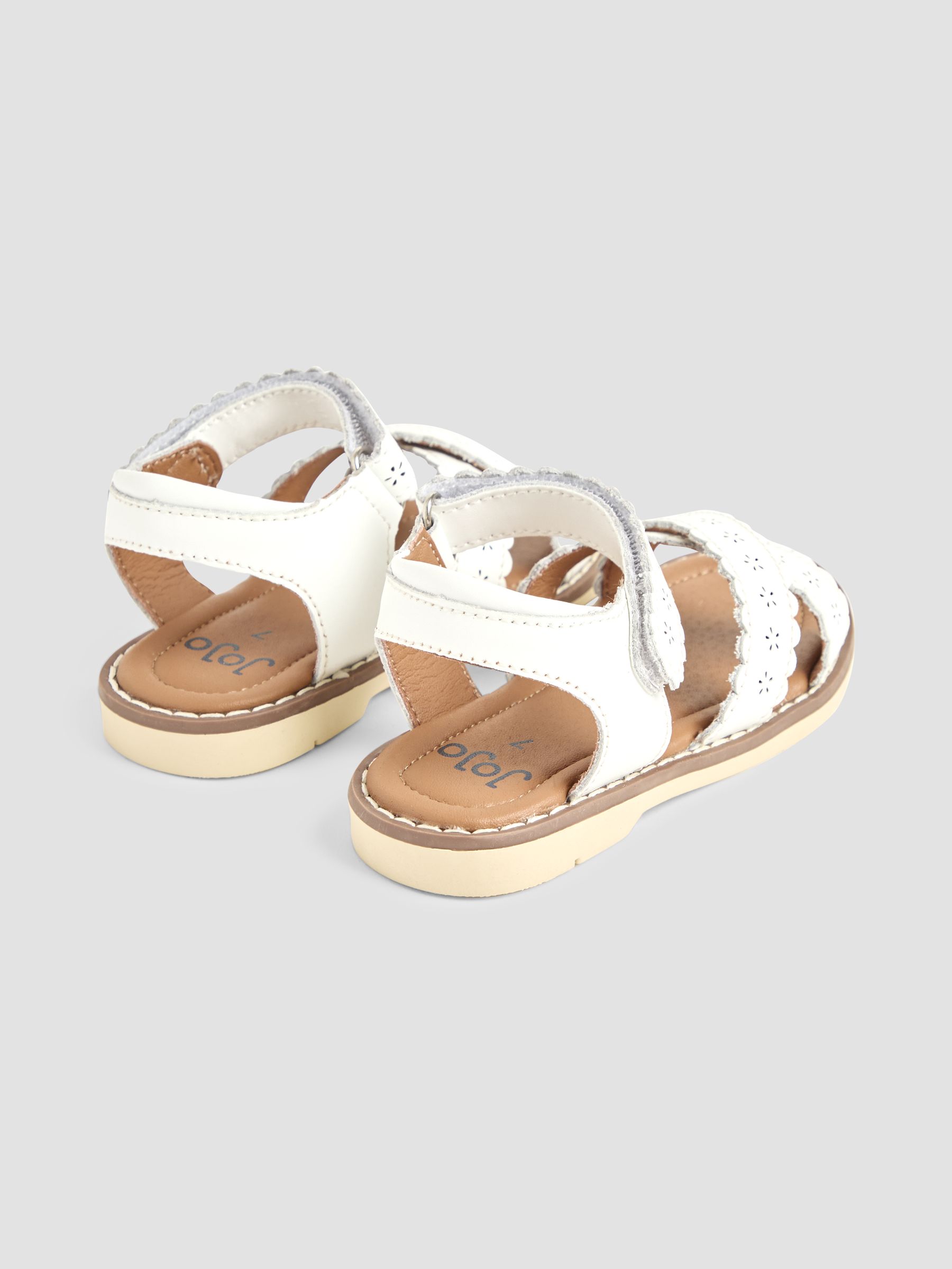 White Cross-Over Leather Sandals - Image 2 of 4
