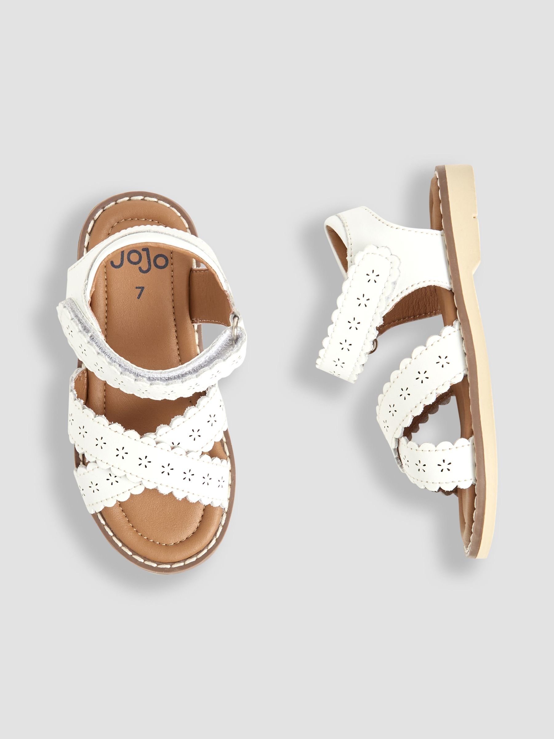 White Cross-Over Leather Sandals - Image 3 of 4
