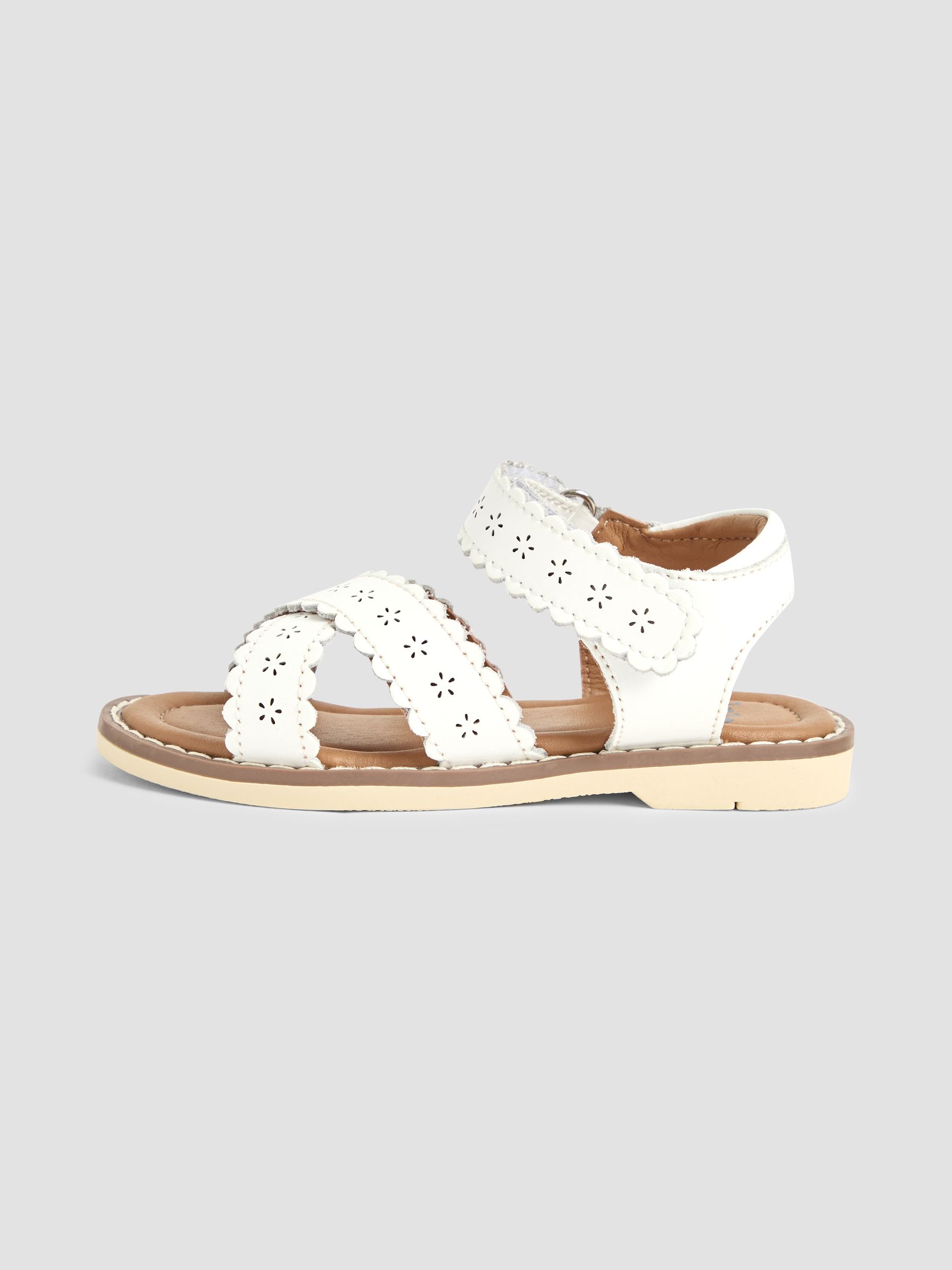 White Cross-Over Leather Sandals - Image 4 of 4