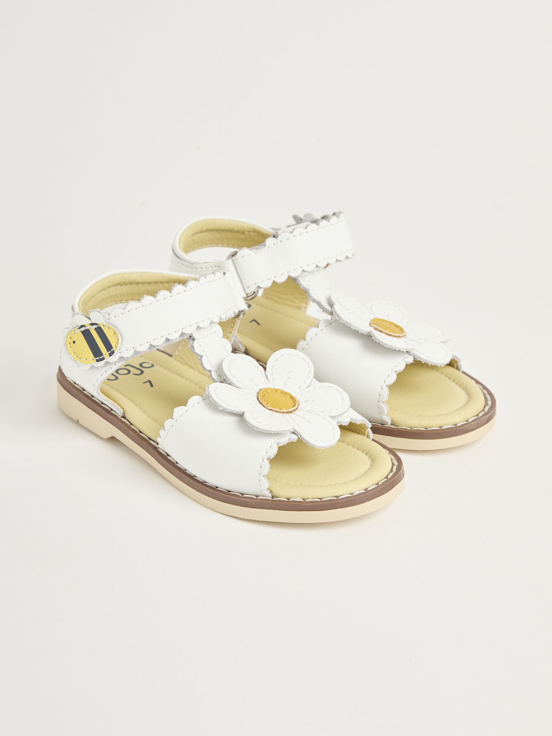 White Flower Print Leather Sandals - Image 1 of 4