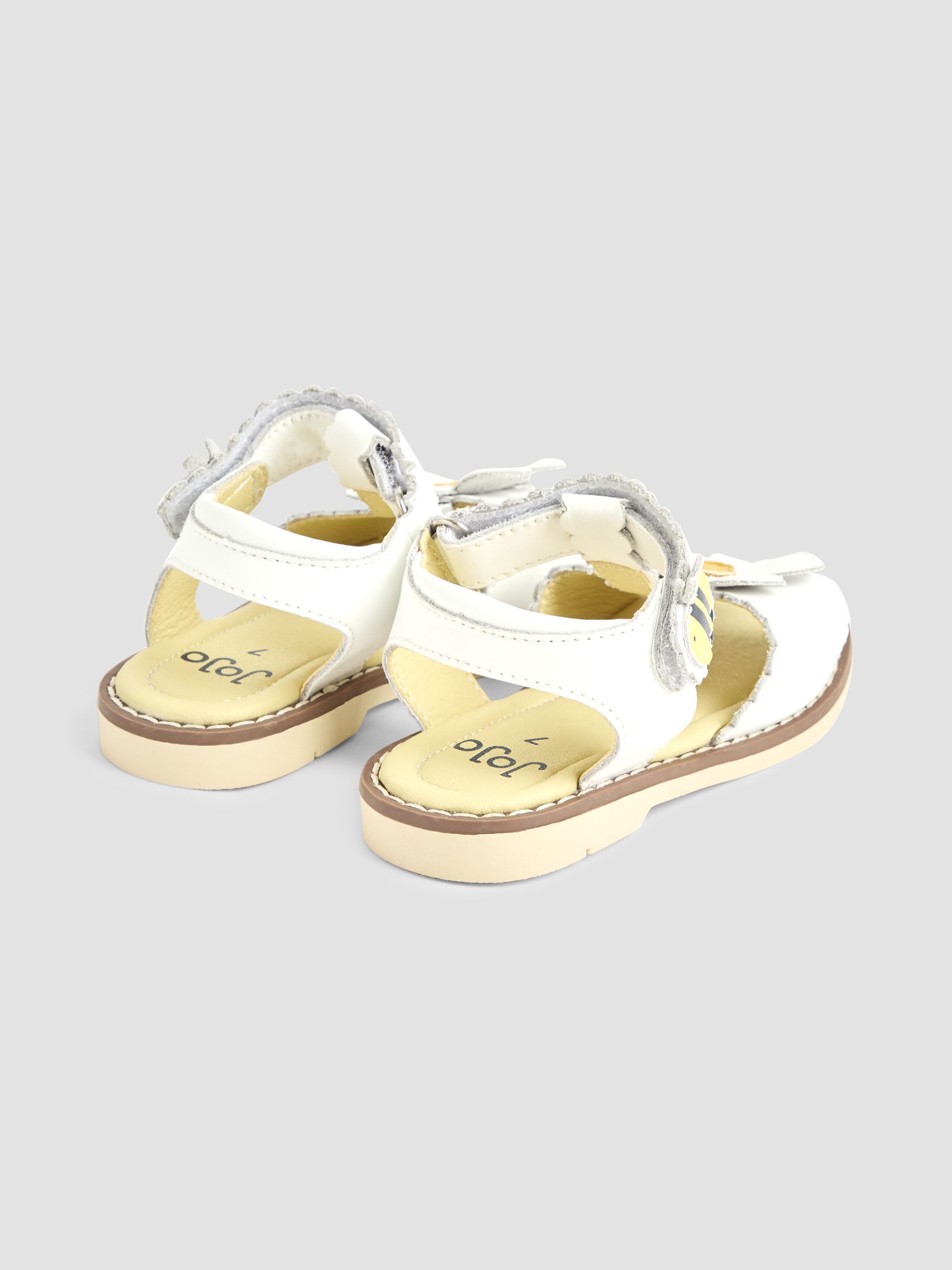 White Flower Print Leather Sandals - Image 2 of 4