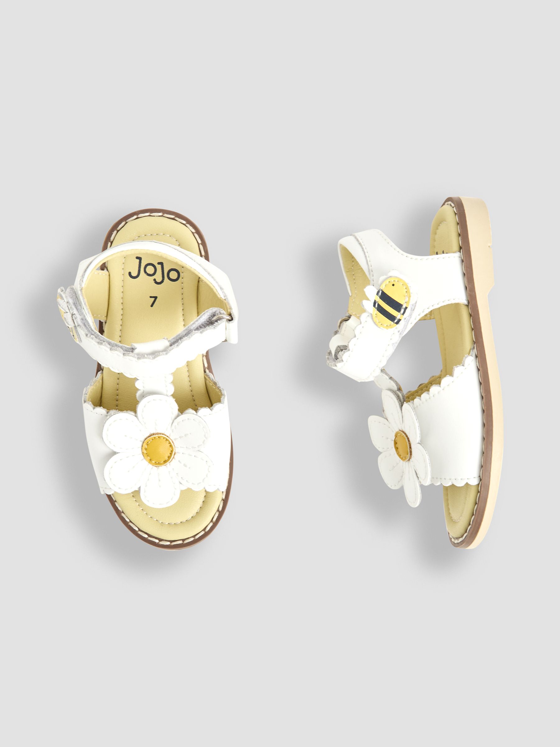 White Flower Print Leather Sandals - Image 3 of 4