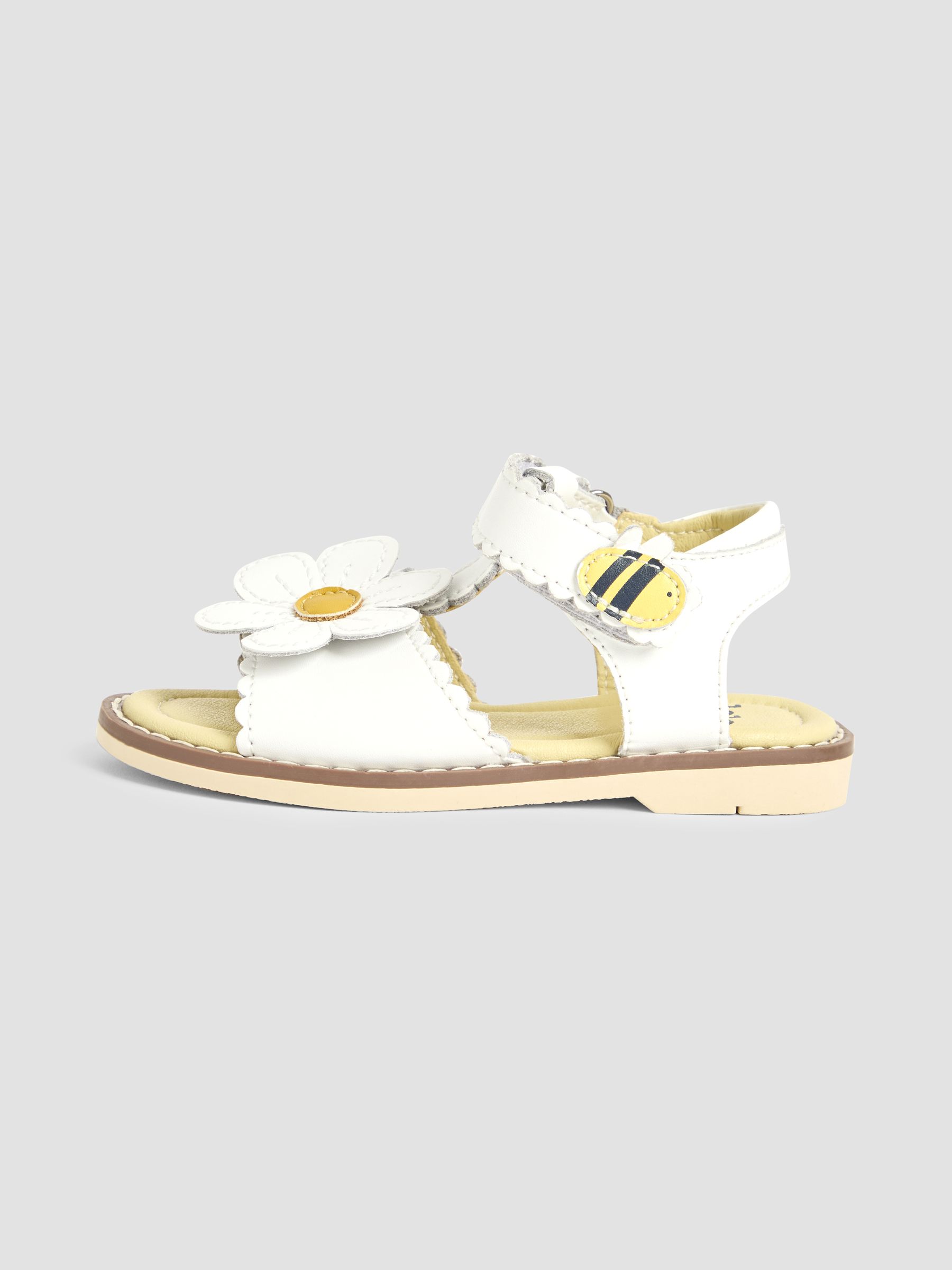White Flower Print Leather Sandals - Image 4 of 4