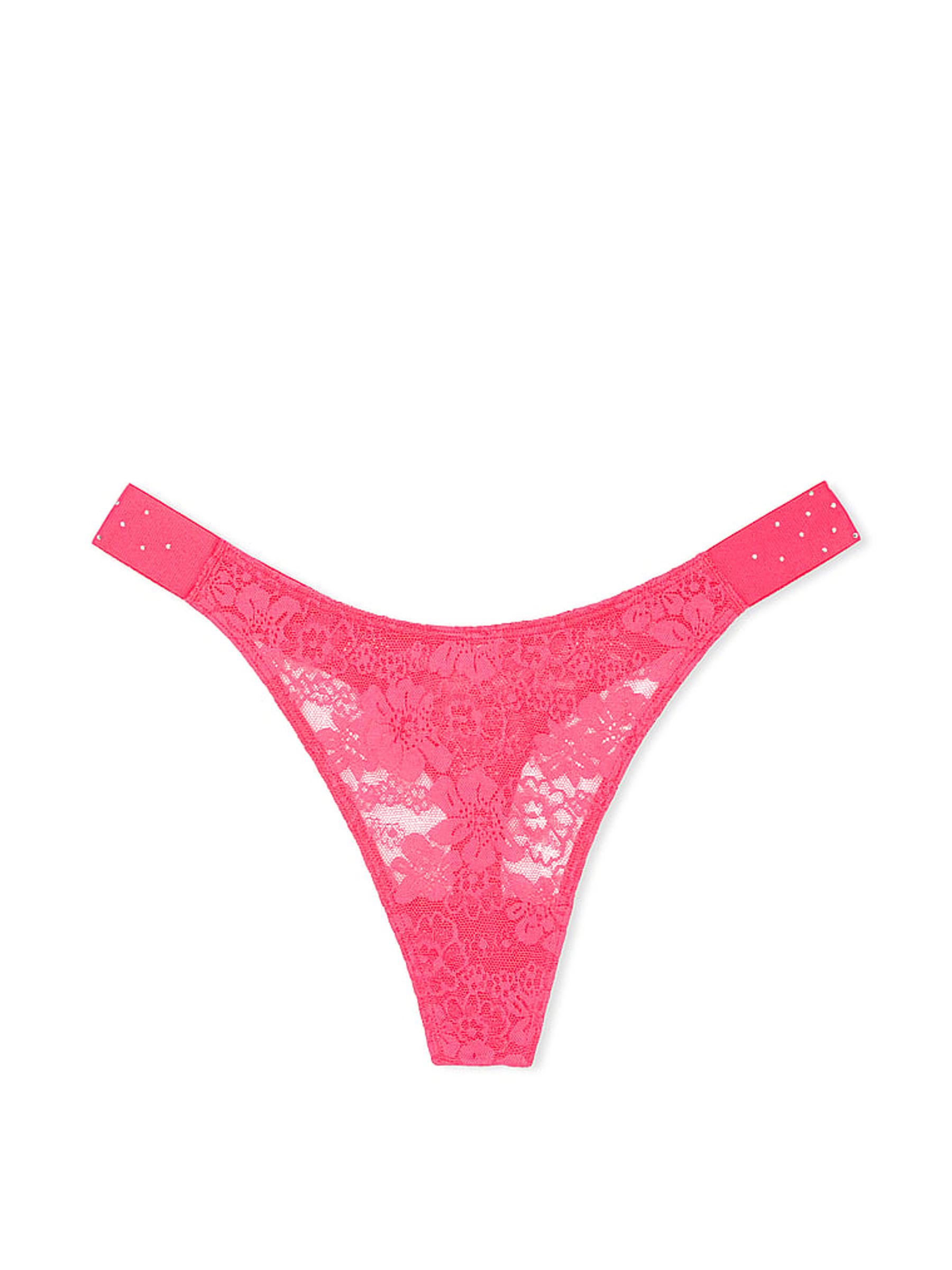 Double Bubble Pink Thong Lace Logo Scoop Knickers - Image 3 of 3