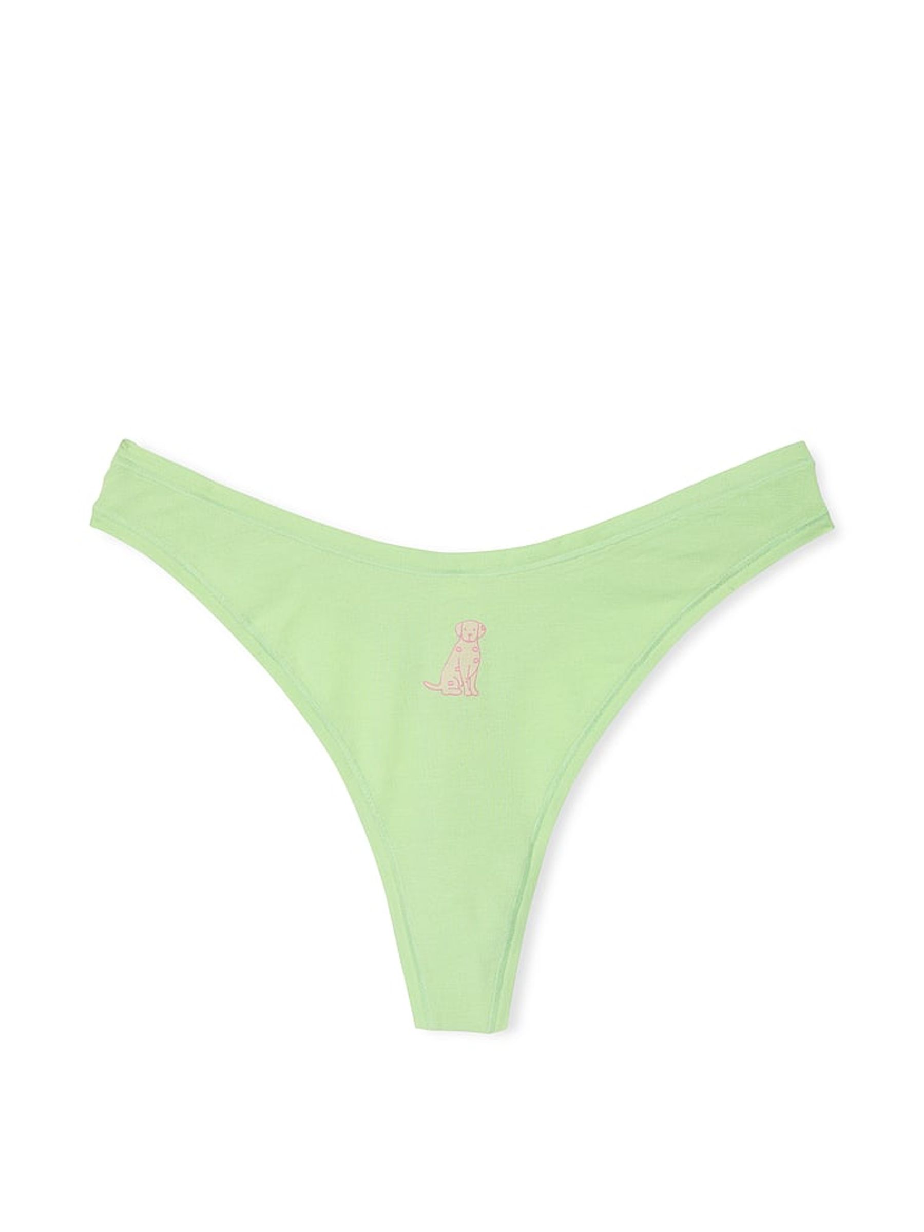 Pale Petal Green Thong Cotton Knickers - Image 3 of 3
