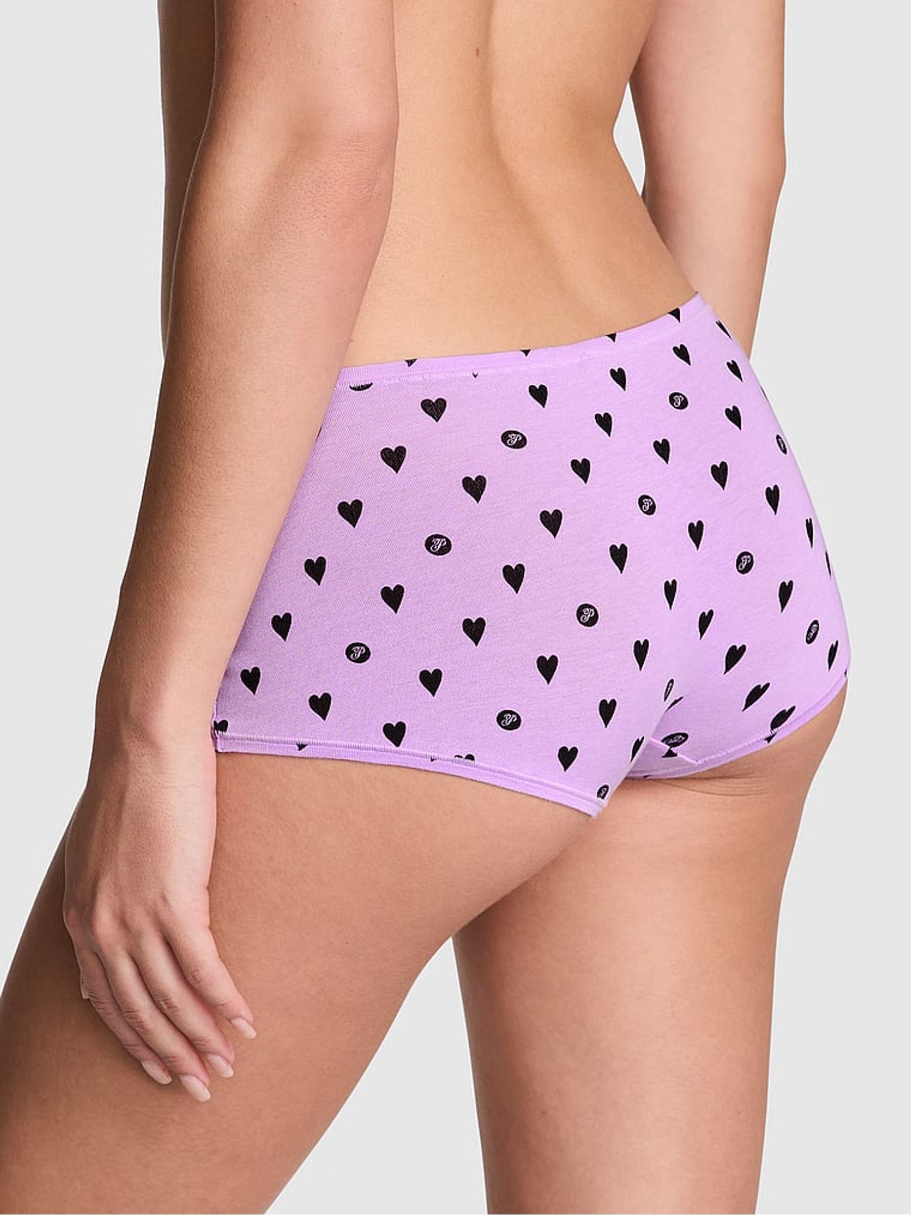Purple Petal Heart Cotton Boyshort Knickers - Image 2 of 3