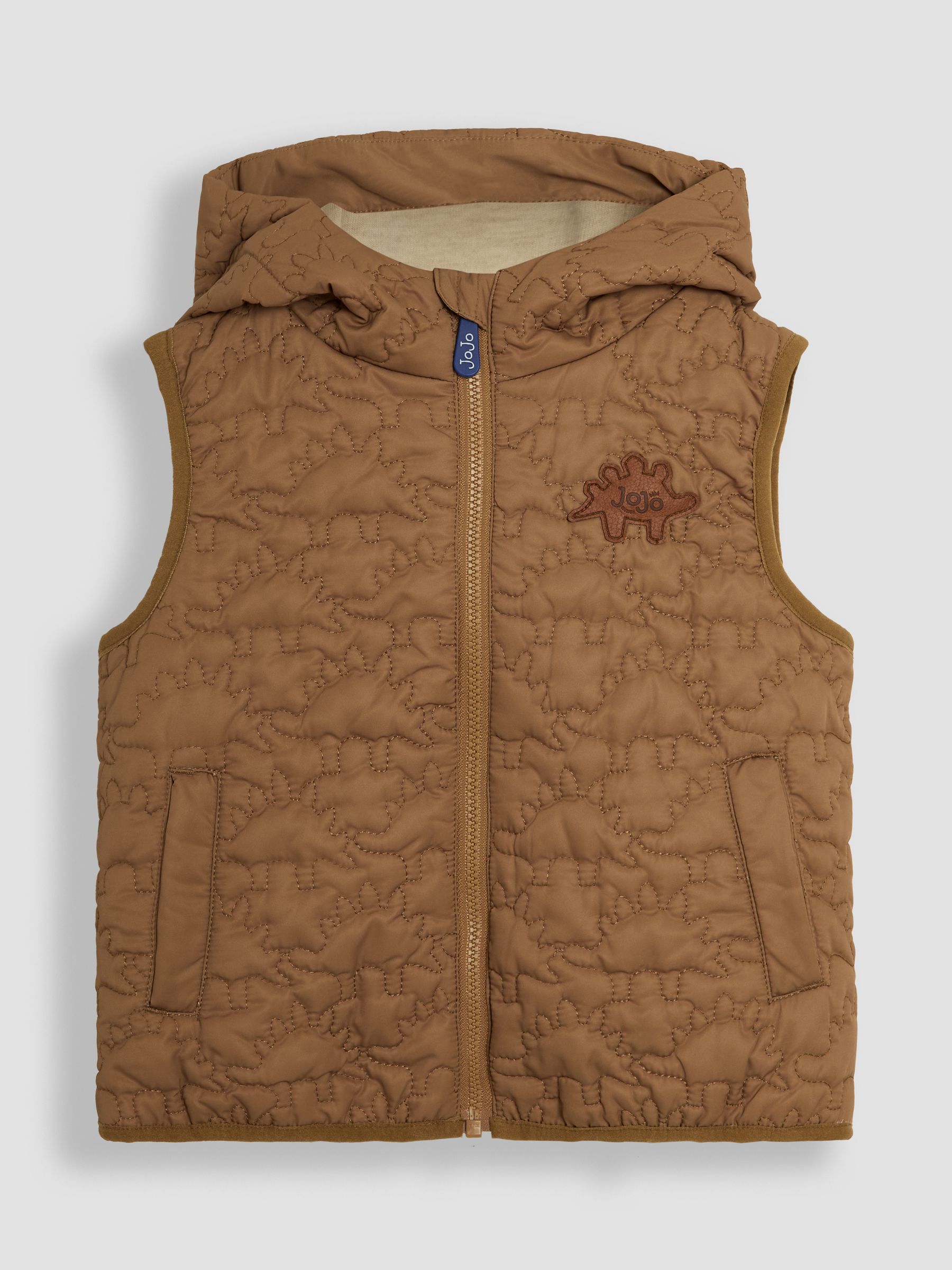 Brown Dinosaur Quilted Puffer Gilet - Image 1 of 3