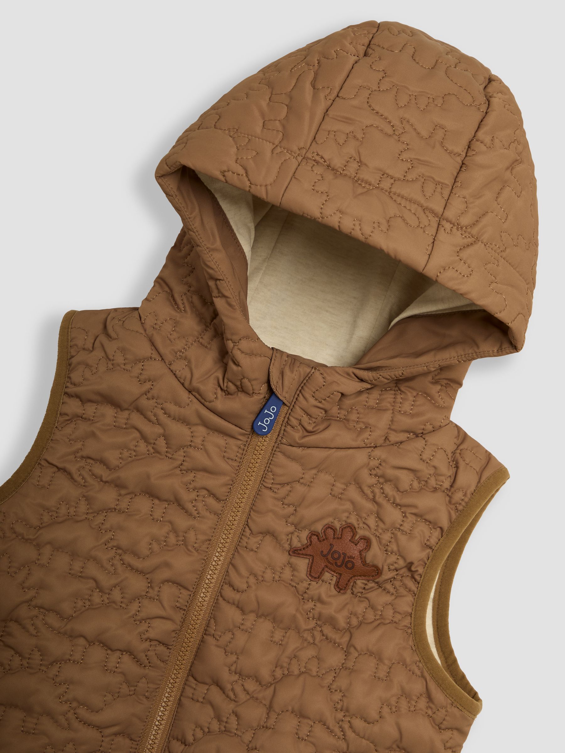 Brown Dinosaur Quilted Puffer Gilet - Image 3 of 3
