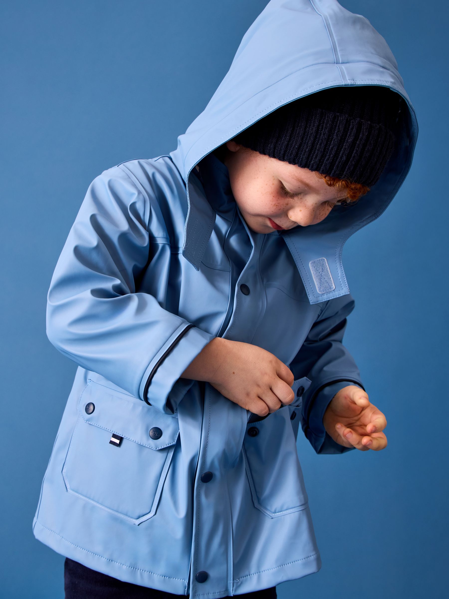 Blue Baby Fisherman Jacket Very Easy Beginner Garter Stitch Hooded