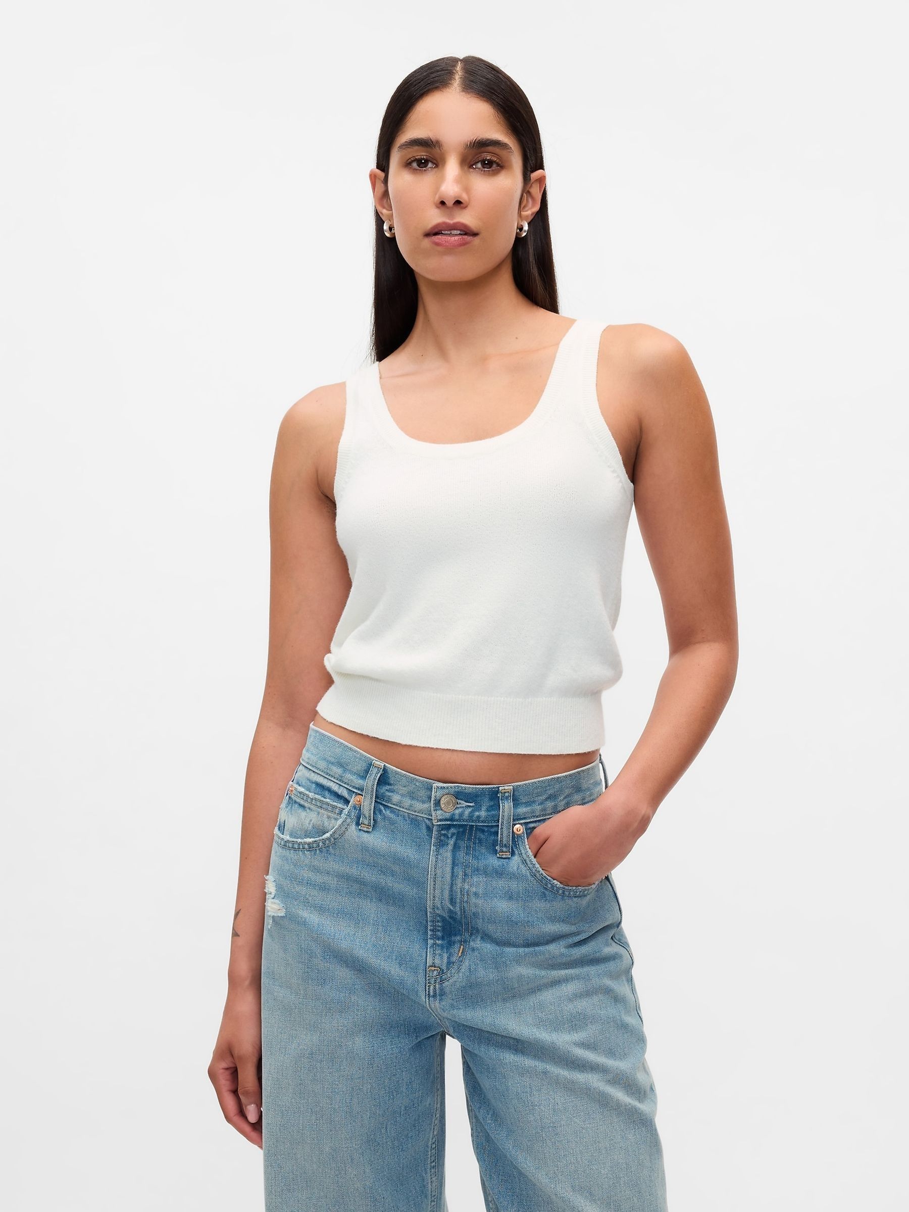 White CashSoft Cropped Vest - Image 1 of 5