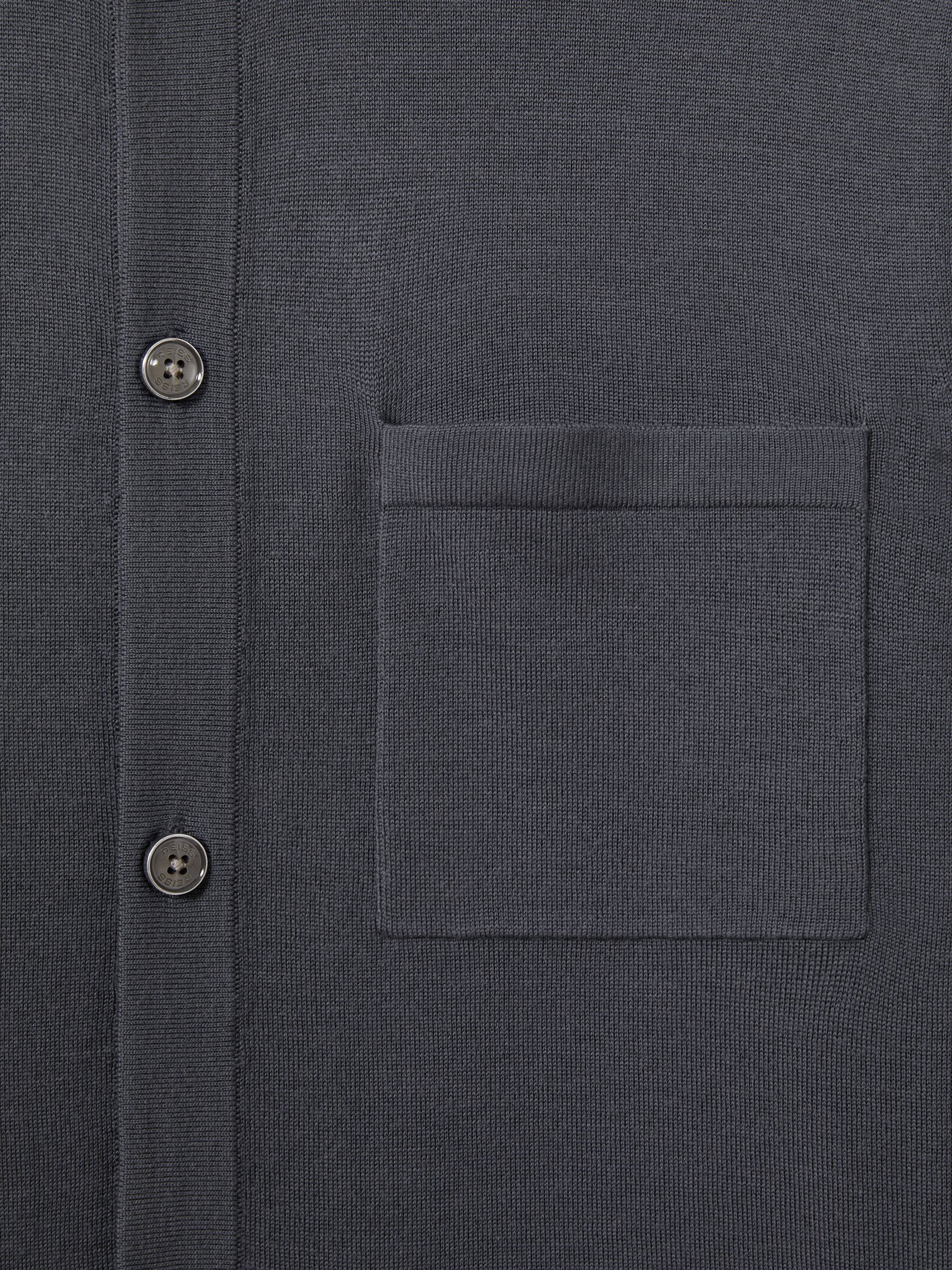 Merino Wool Button-Through Cardigan in Blackend Blue - Image 7 of 7