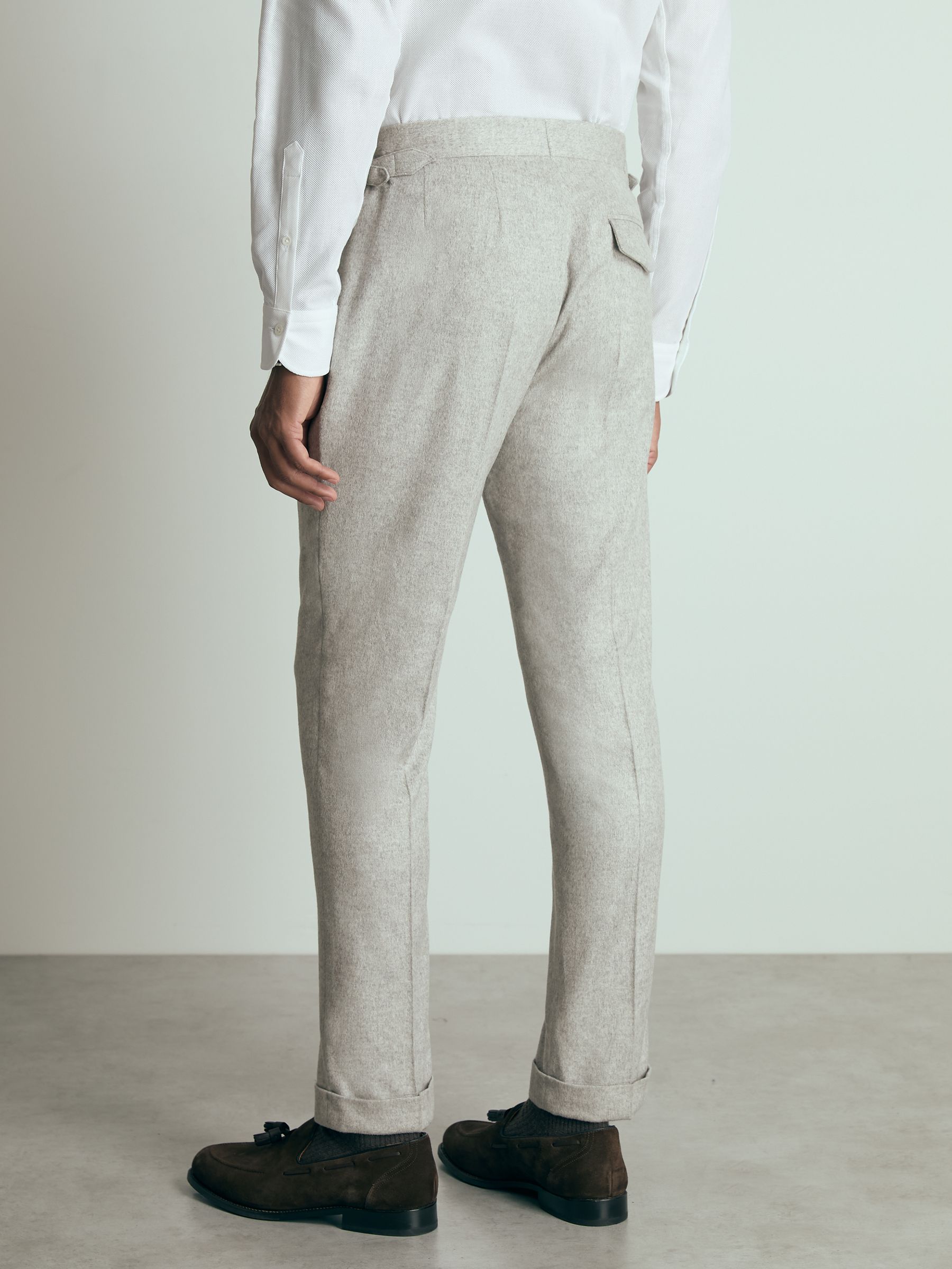Atelier Tapered Wool Suit Trousers in Grey Melange - Image 6 of 7