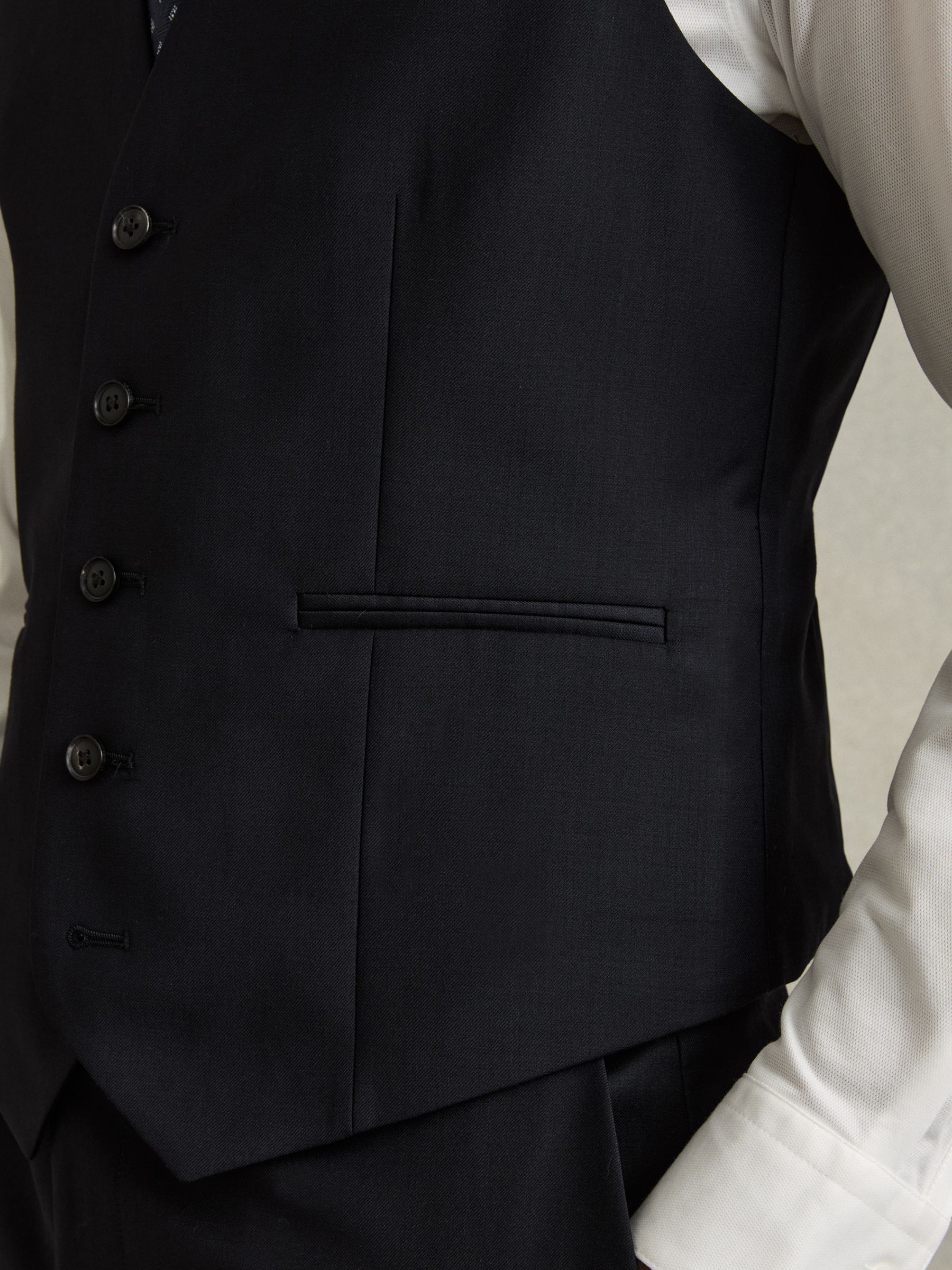 Slim-Fit Wool Suit Waistcoat in Navy - Image 5 of 7