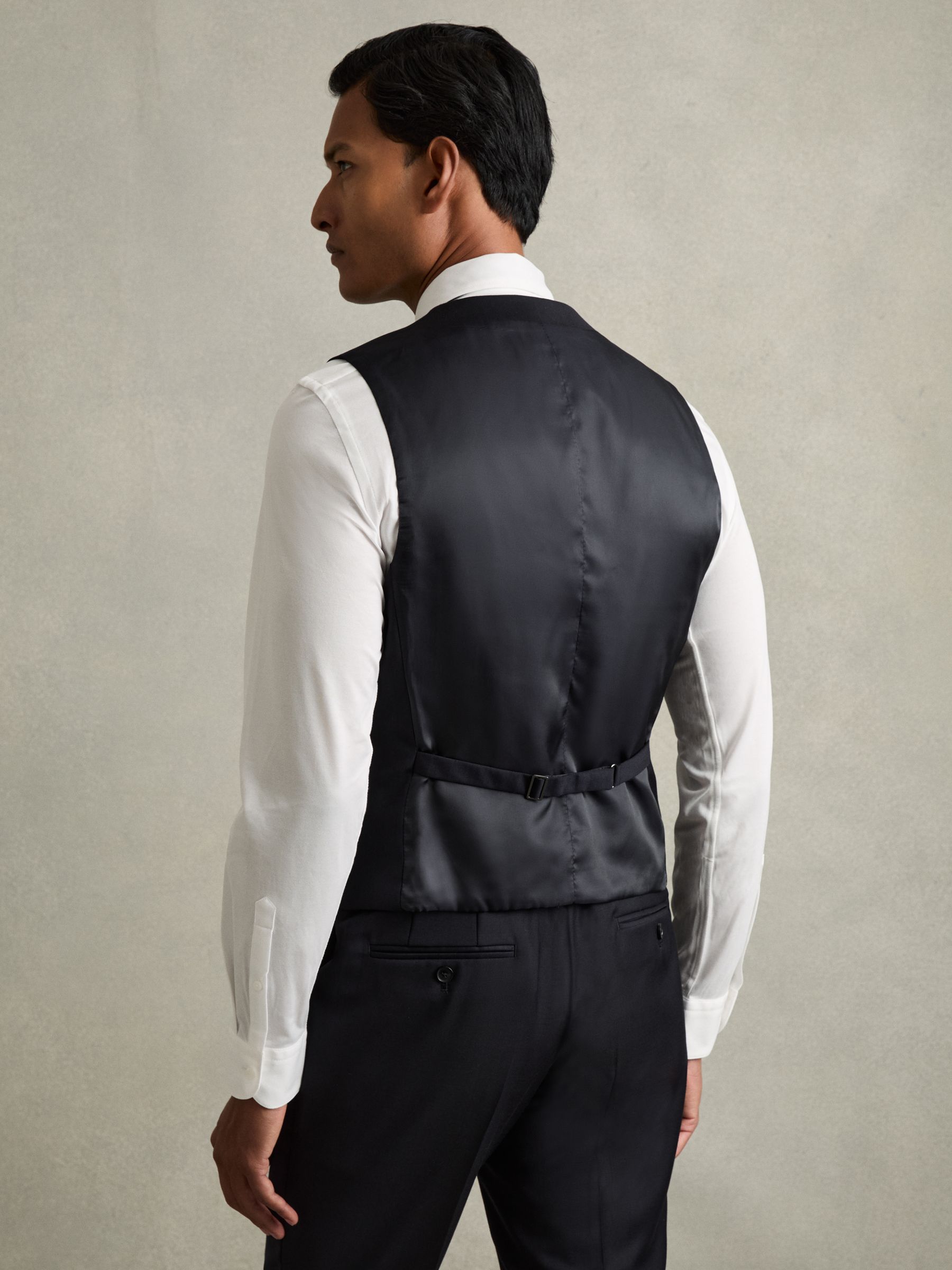Slim-Fit Wool Suit Waistcoat in Navy - Image 6 of 7