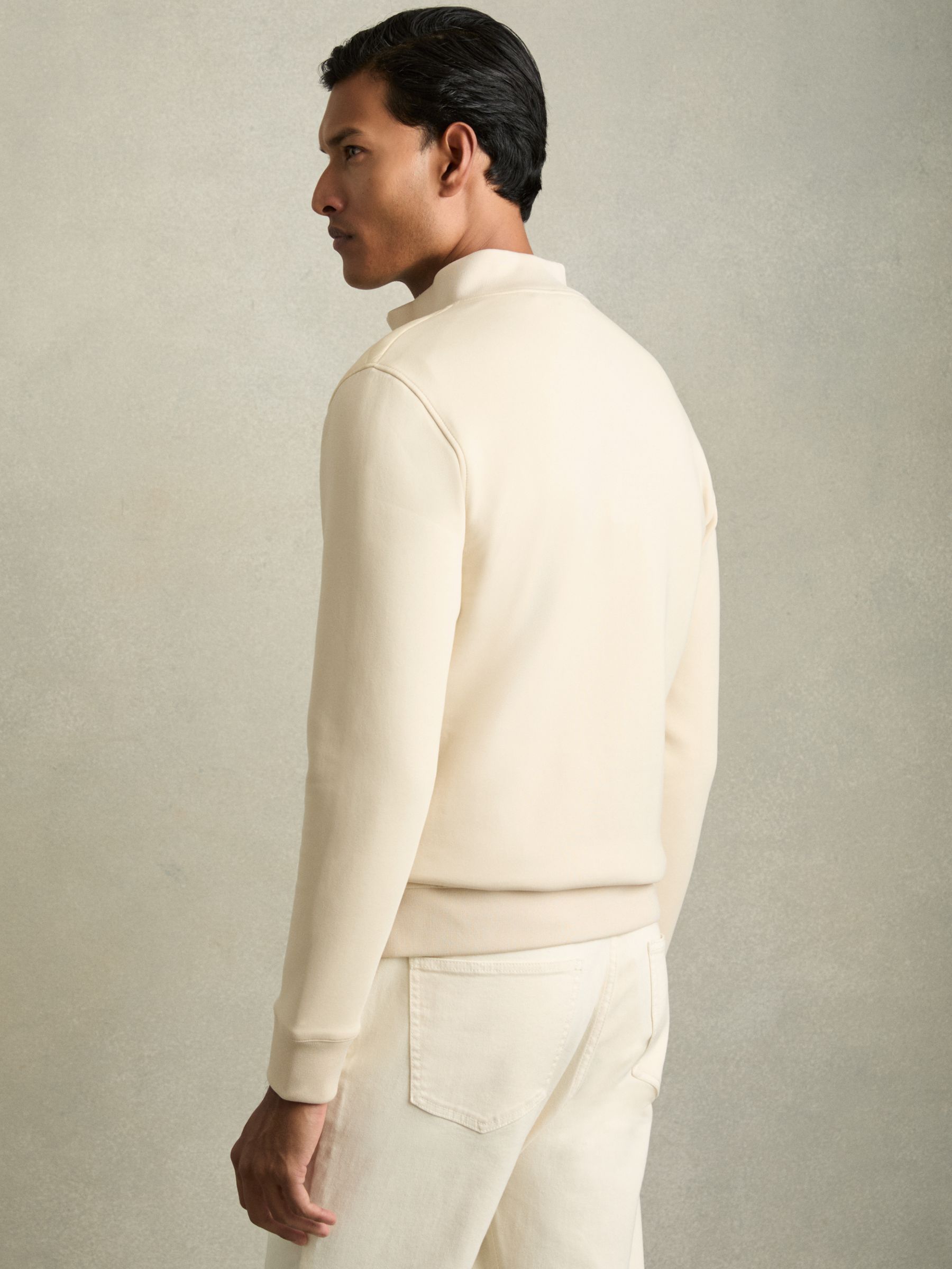 Hybrid Quilt and Interlock Jersey Zip-Through Jacket in Light Stone - Image 5 of 6