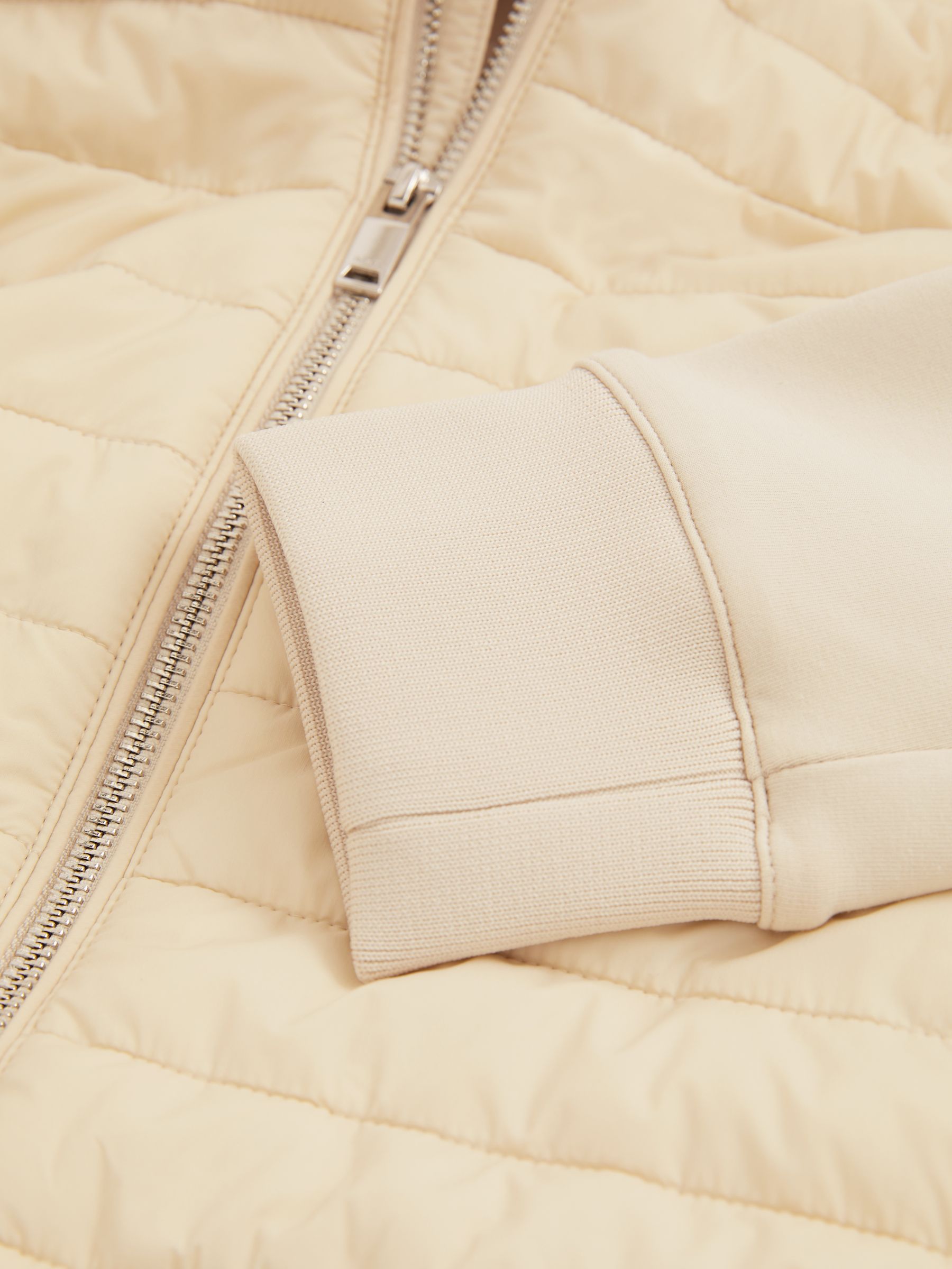 Hybrid Quilt and Interlock Jersey Zip-Through Jacket in Light Stone - Image 6 of 6