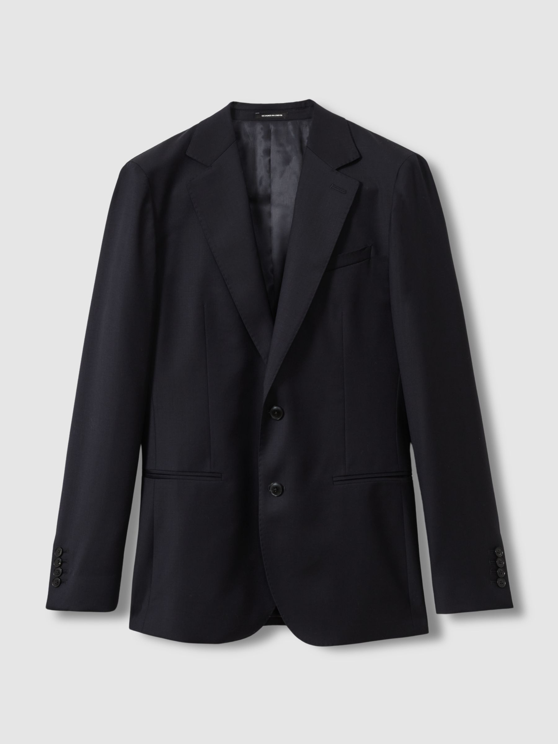 Slim-Fit Single Breasted Wool Suit Jacket in Navy - Image 2 of 11