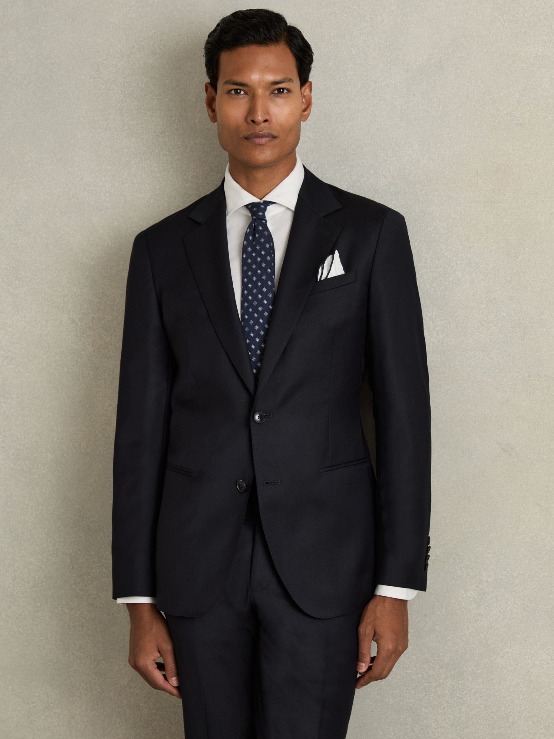 Slim-Fit Single Breasted Wool Suit Jacket in Navy - Image 5 of 11