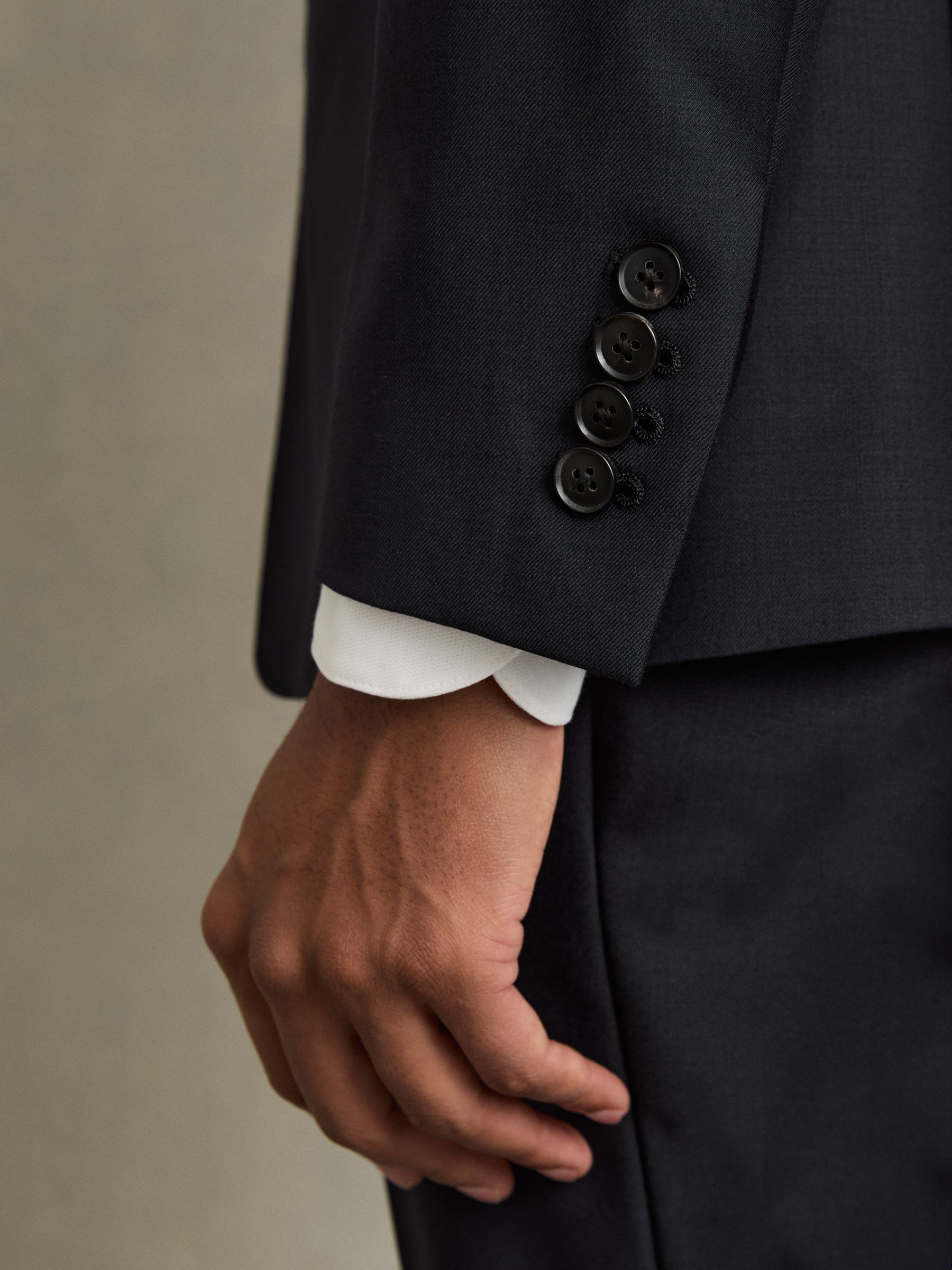 Slim-Fit Single Breasted Wool Suit Jacket in Navy - Image 7 of 11