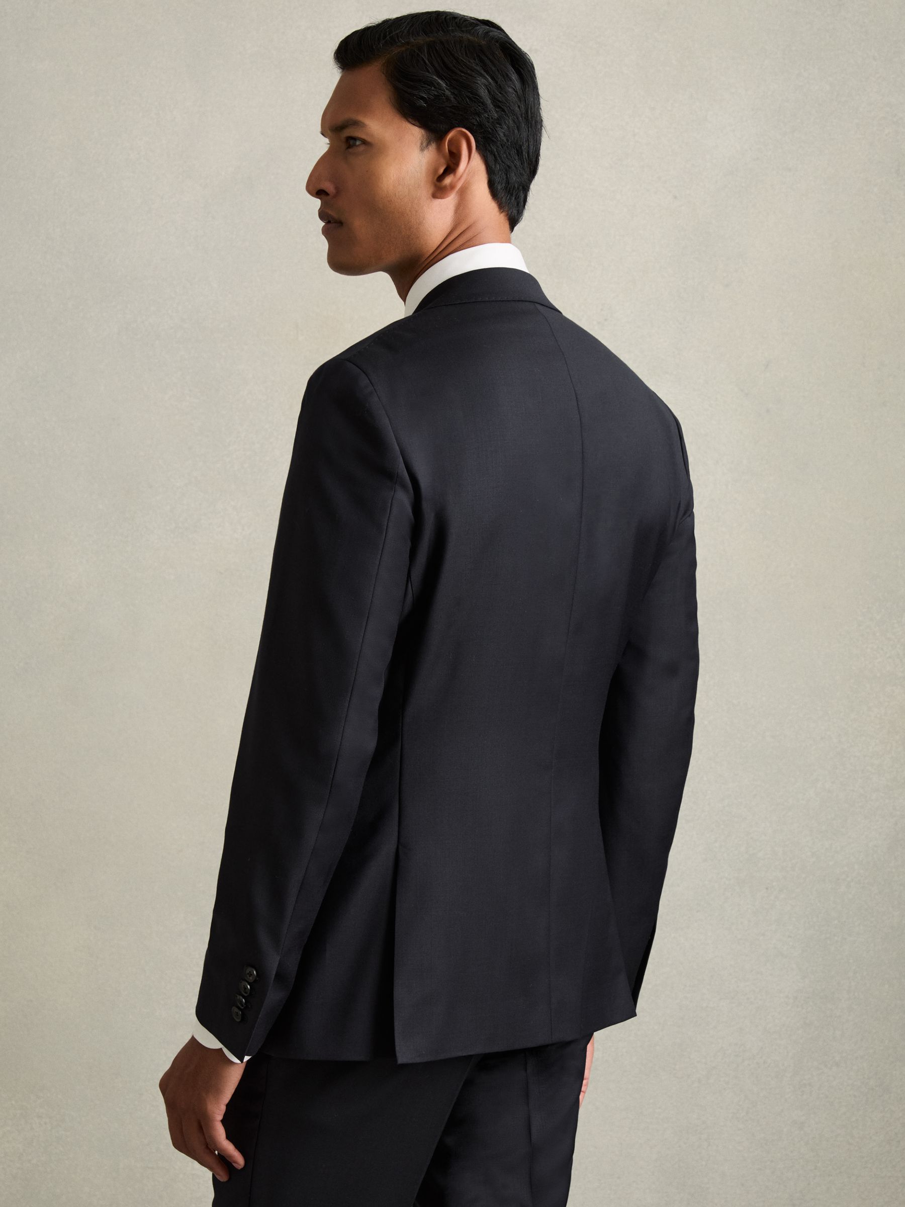 Slim-Fit Single Breasted Wool Suit Jacket in Navy - Image 8 of 11