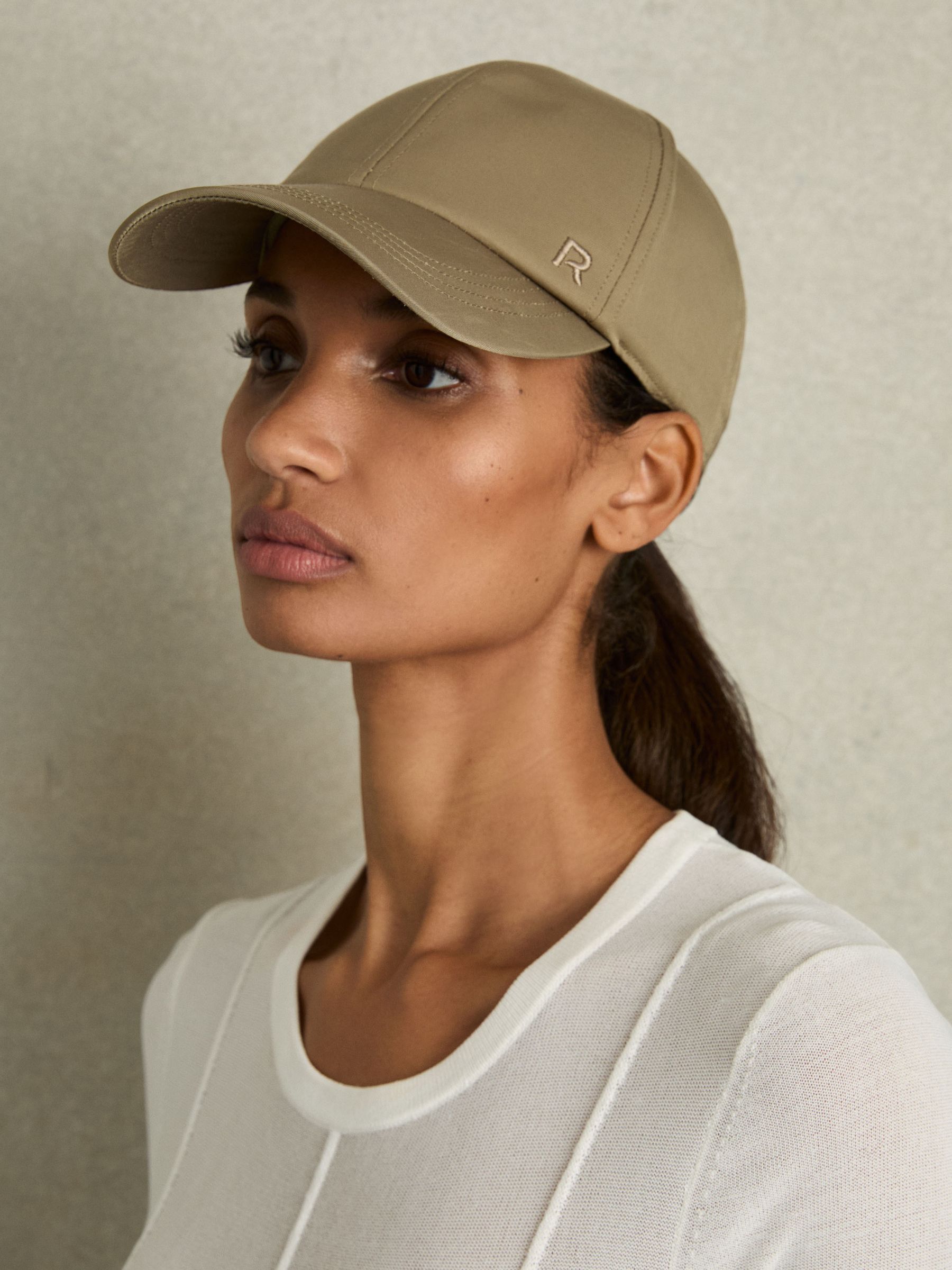 Adjustable Embroidered Logo Baseball Cap in Khaki - Image 2 of 4