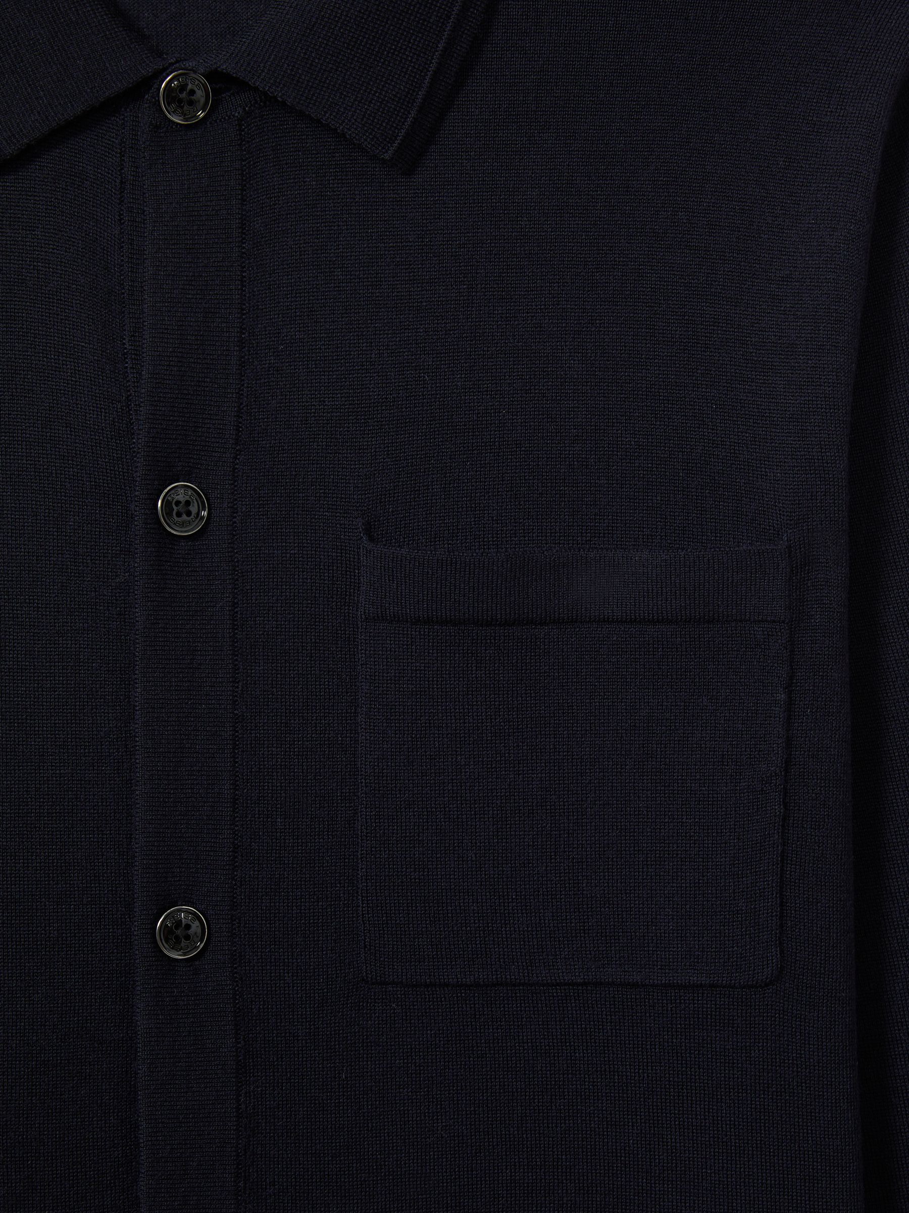 Merino Wool Button-Through Cardigan in Navy - Image 7 of 7