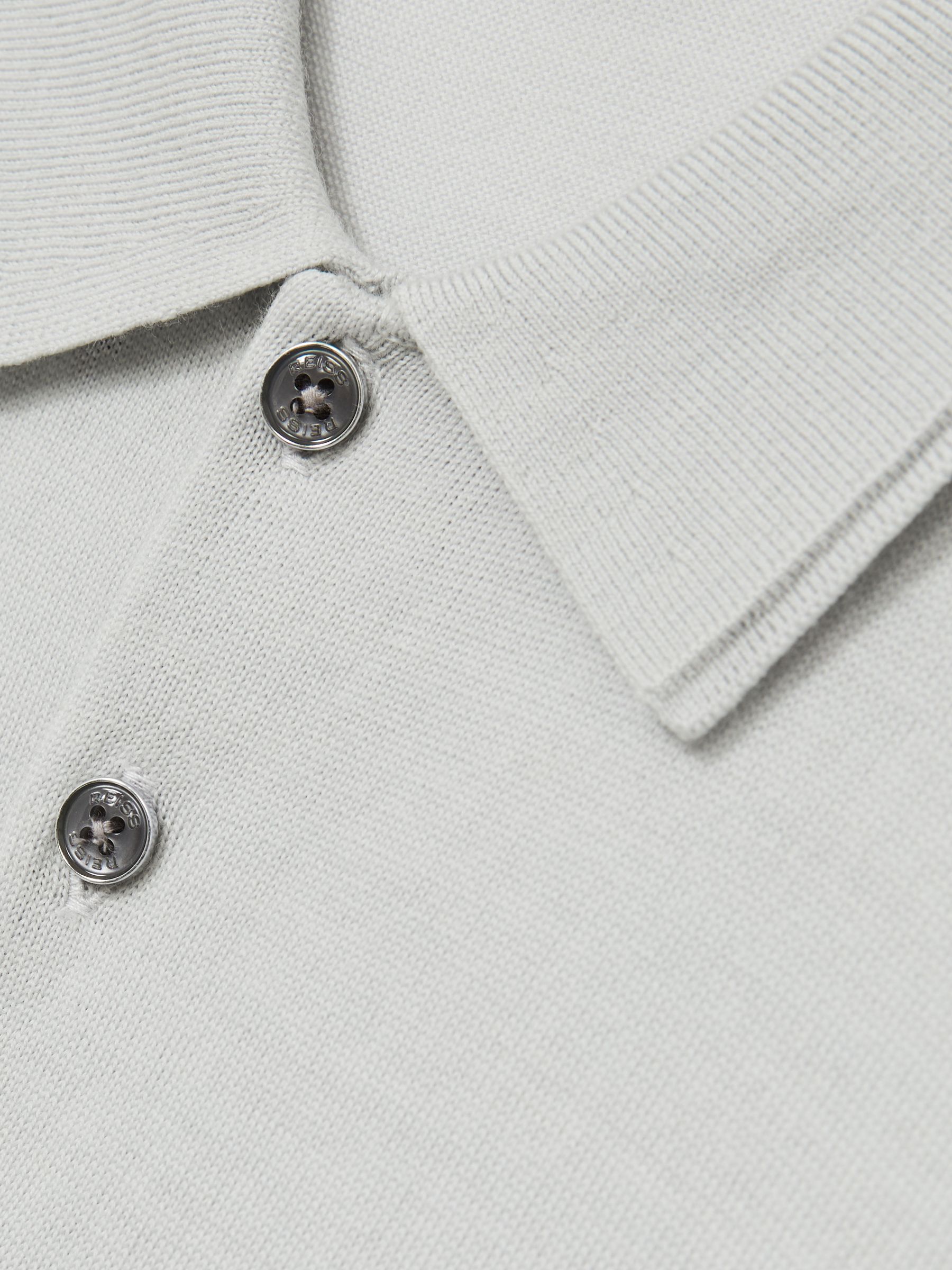 Merino Wool Short-Sleeve Polo Shirt in Iced Blue - Image 6 of 6