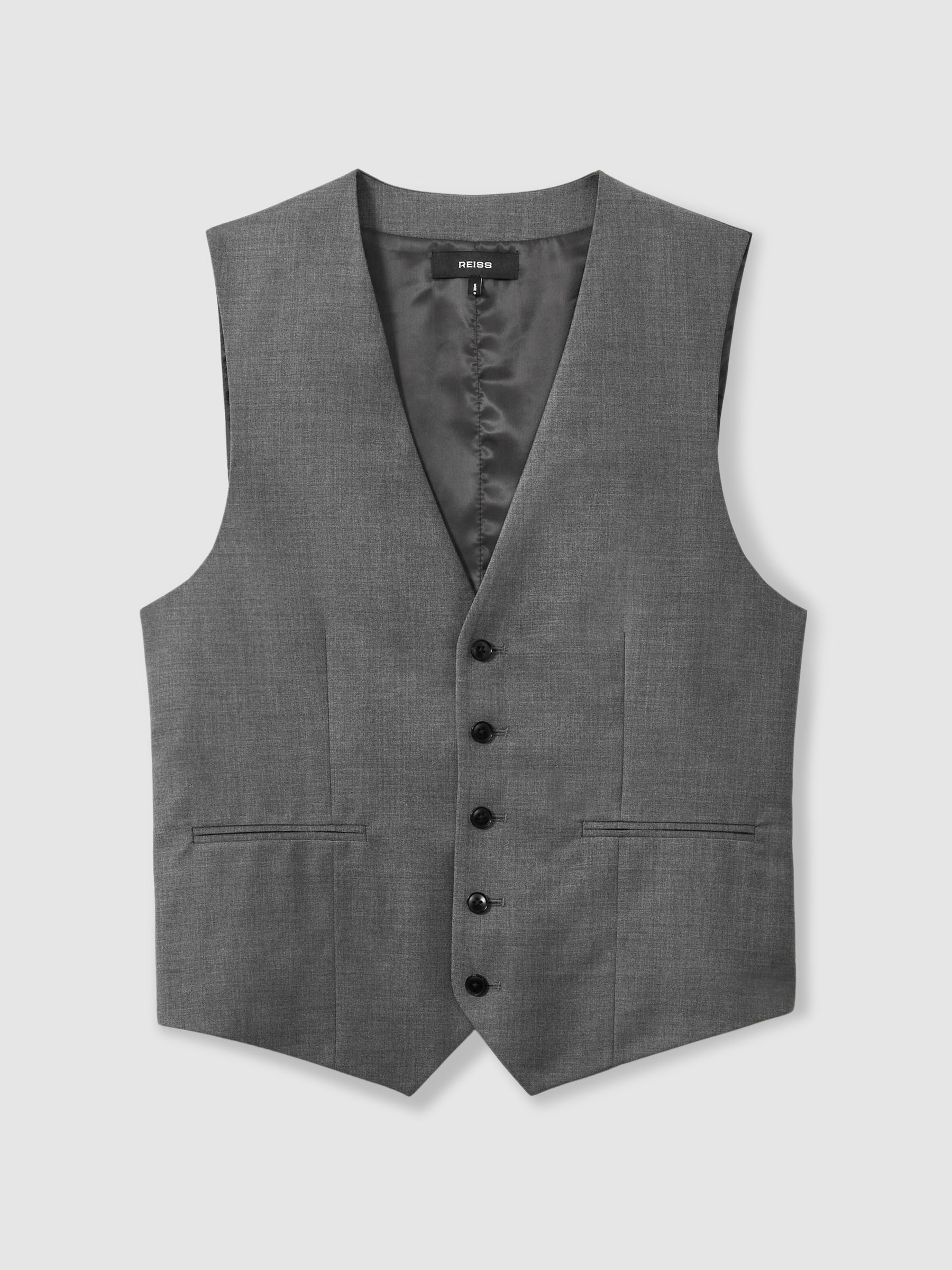 Slim-Fit Wool Suit Waistcoat in Grey - Image 2 of 7
