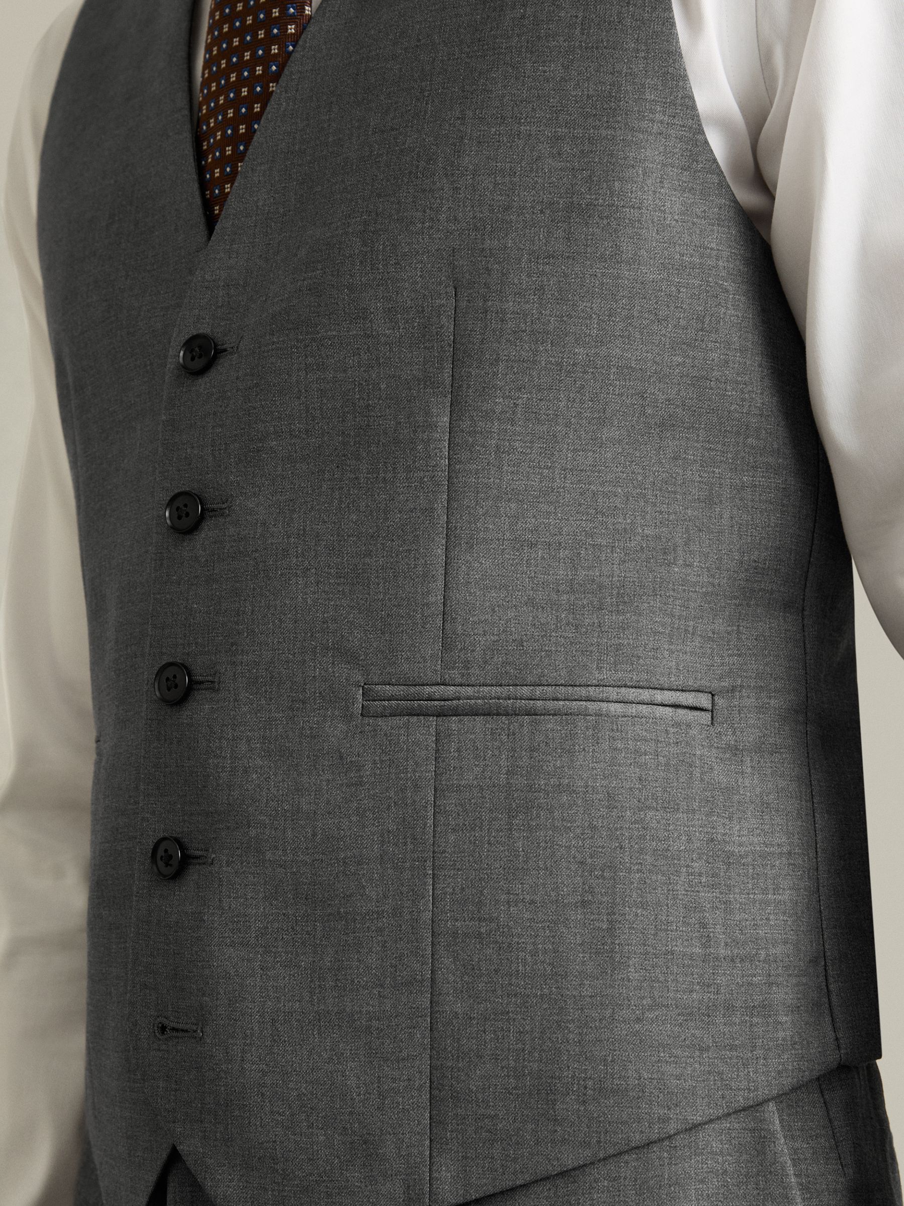 Slim-Fit Wool Suit Waistcoat in Grey - Image 5 of 7